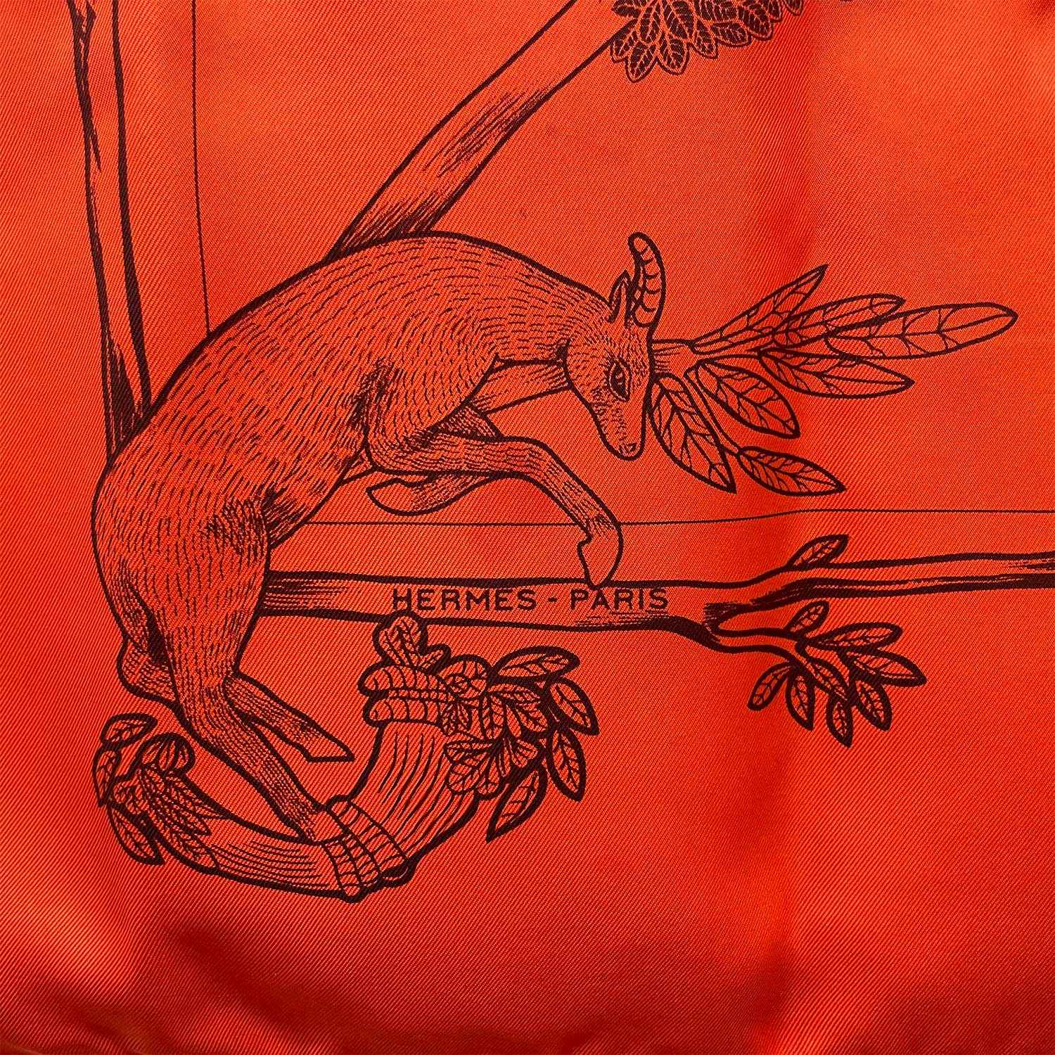 HERMES エルメス カレ90 ANIMAL ALPHABET アニマルアルファベット 動物 オレンジ