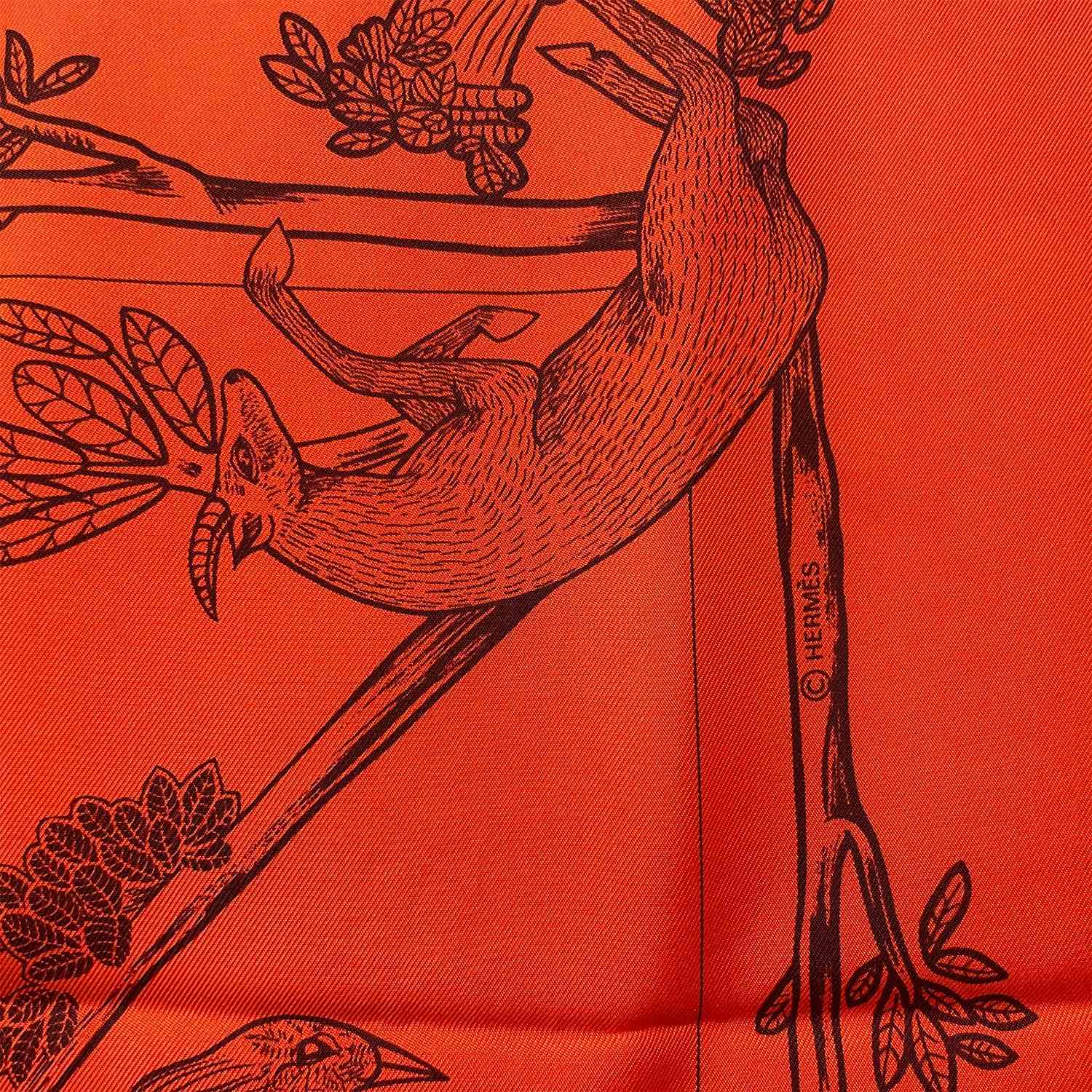 HERMES エルメス カレ90 ANIMAL ALPHABET アニマルアルファベット 動物 オレンジ