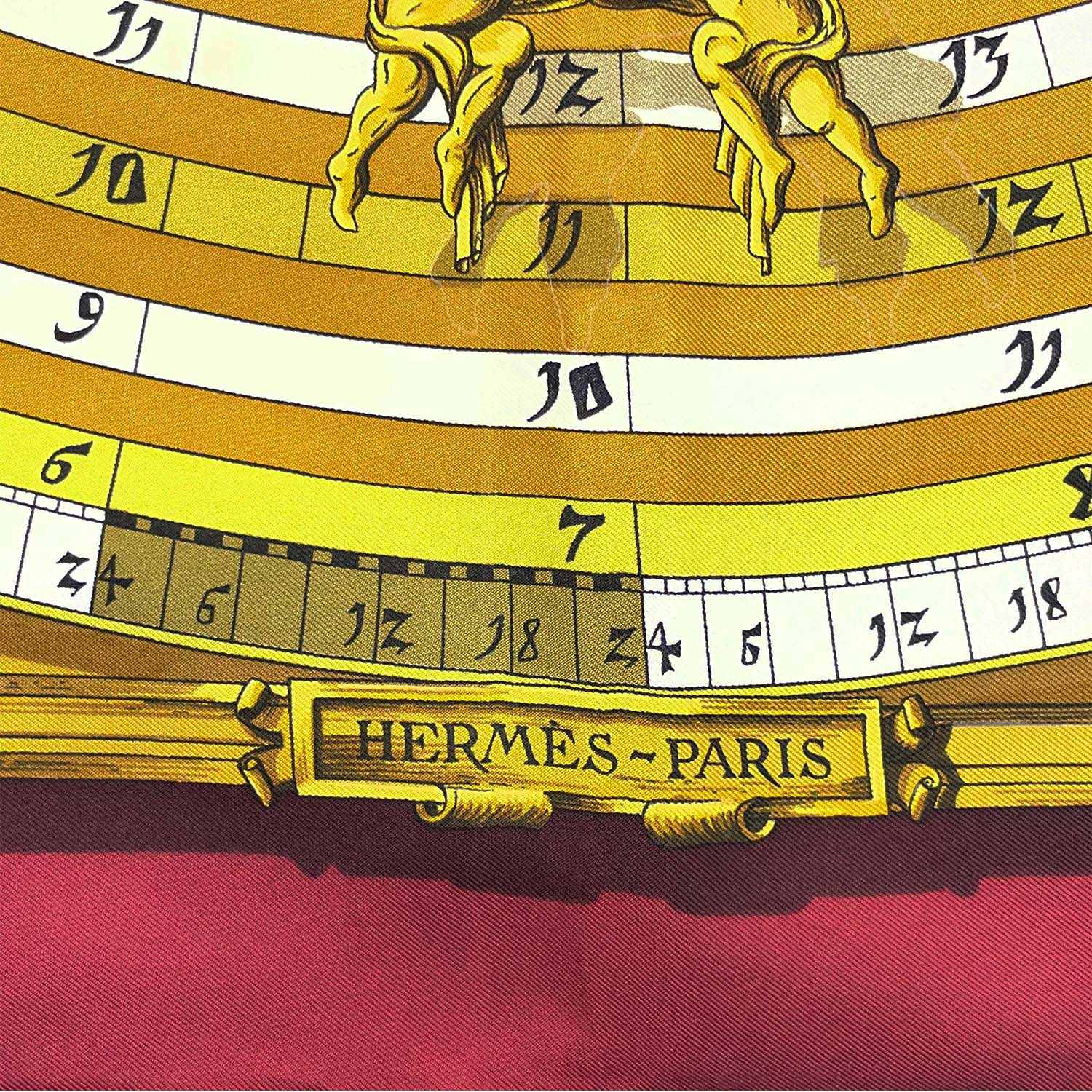 HERMES エルメス カレ90 DIES ET HORE 占星術 スカーフ ボルドー ボーダー