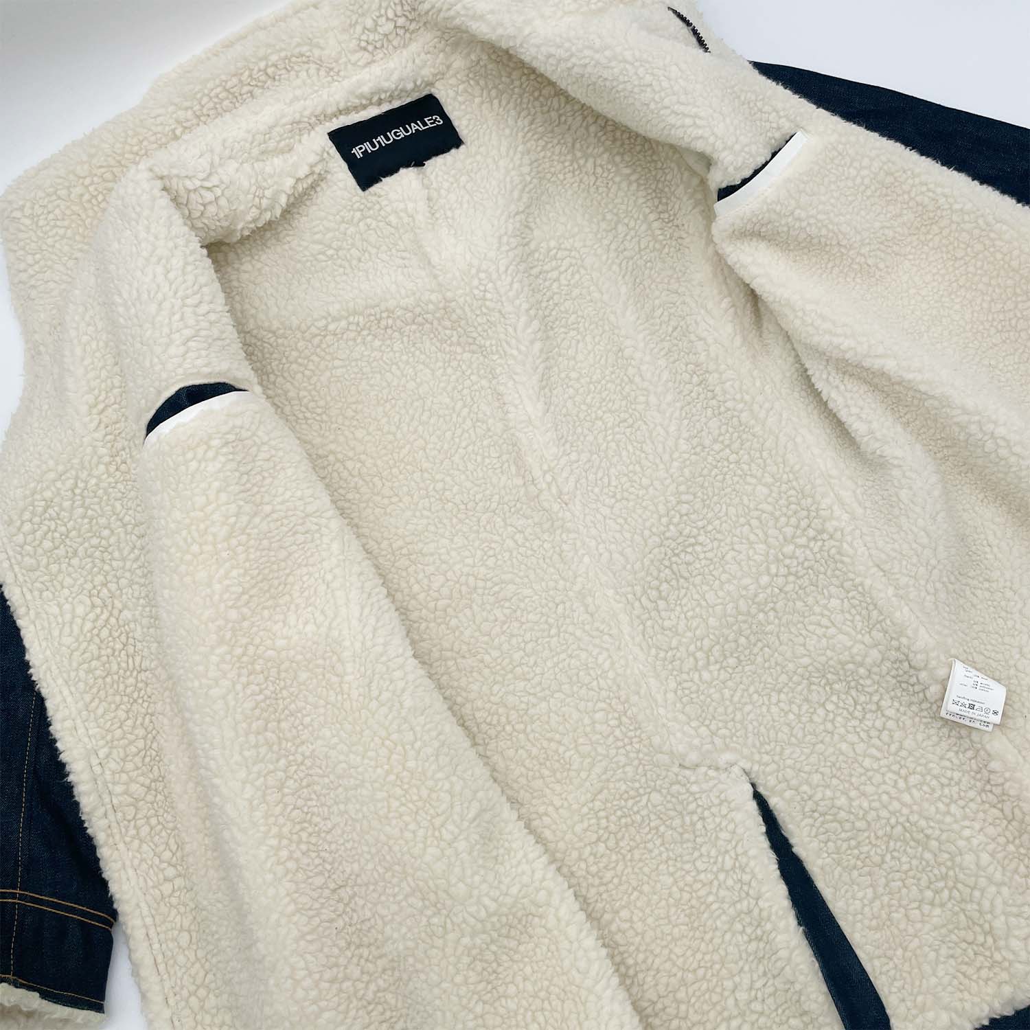 1PIU1UGUALE3 ウノピゥウノウグァーレトレ III(Sサイズ) ボアデニムコート ロング丈 メンズ