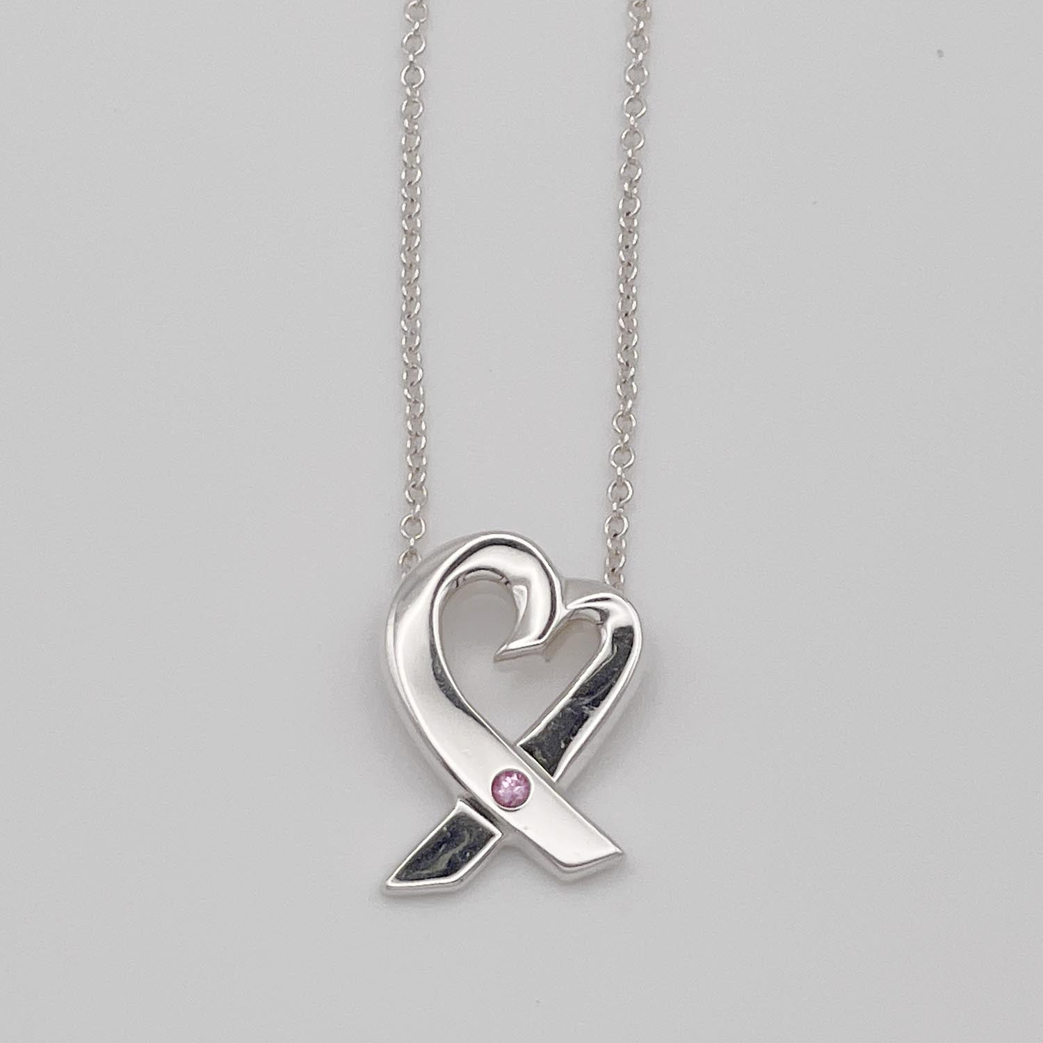 Tiffany＆Co. ティファニー ラビングハート ピンクサファイア 1P ネックレス SV925