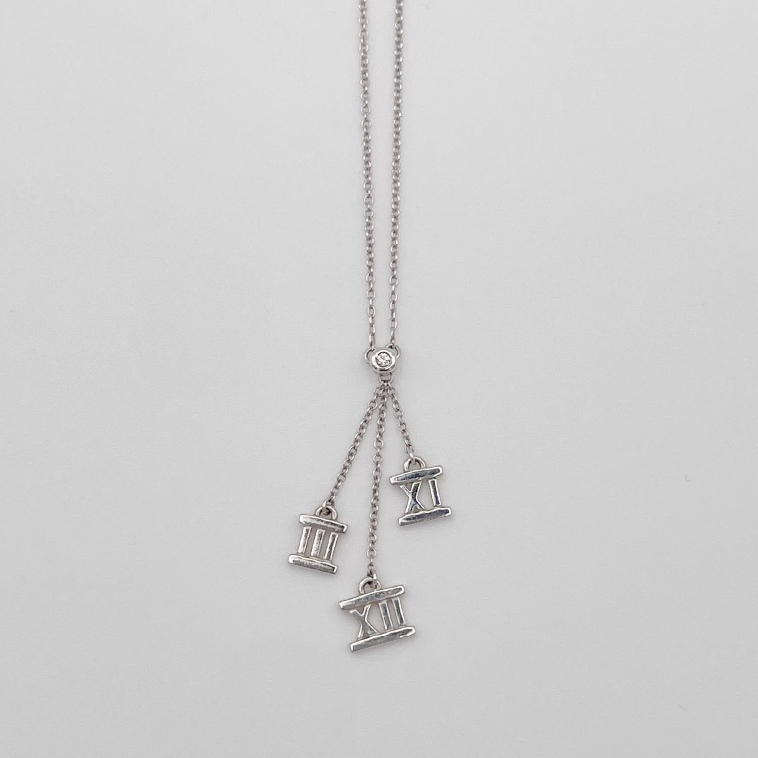 Tiffany&Co. 925 ティファニー アトラス 3シンボル 1Pダイヤ ネックレス