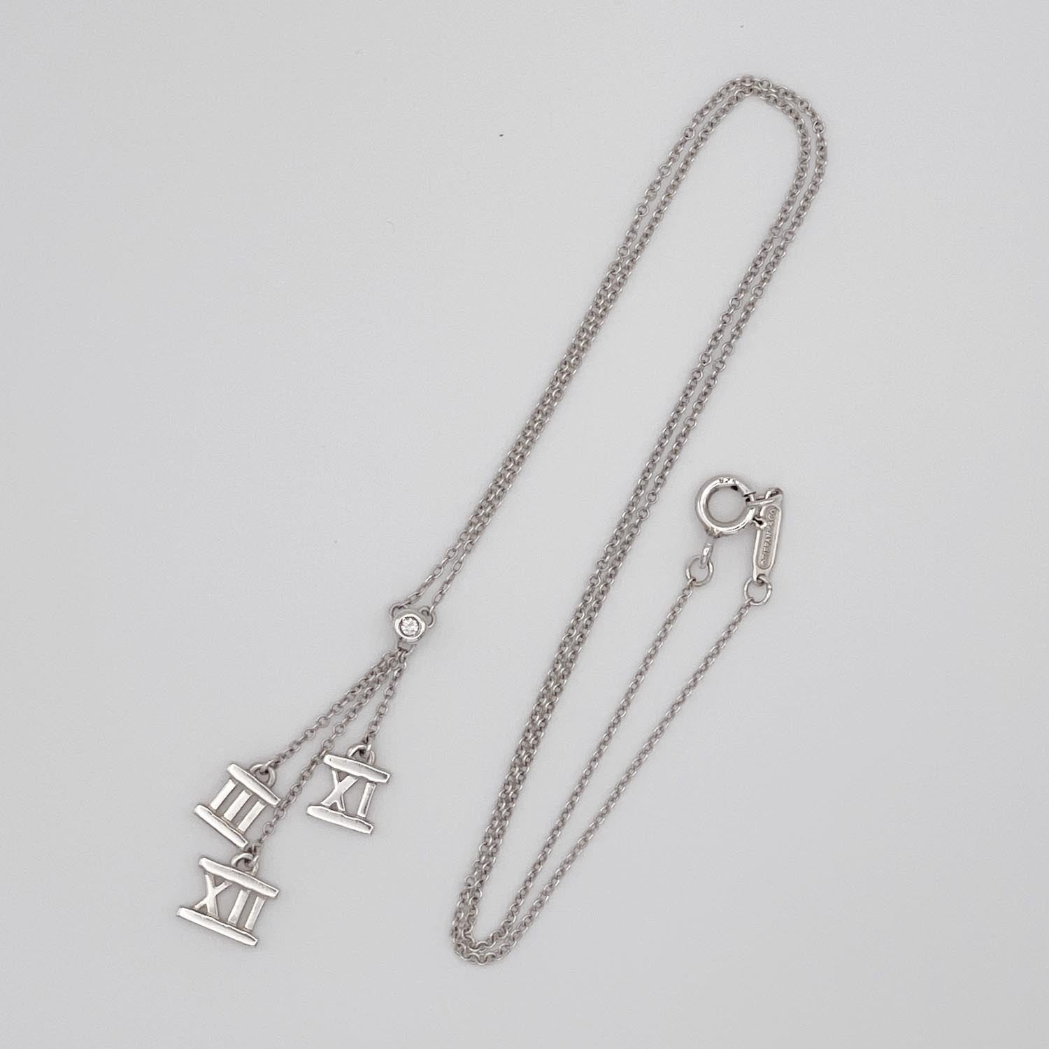 Tiffany&Co. 925 ティファニー アトラス 3シンボル 1Pダイヤ ネックレス