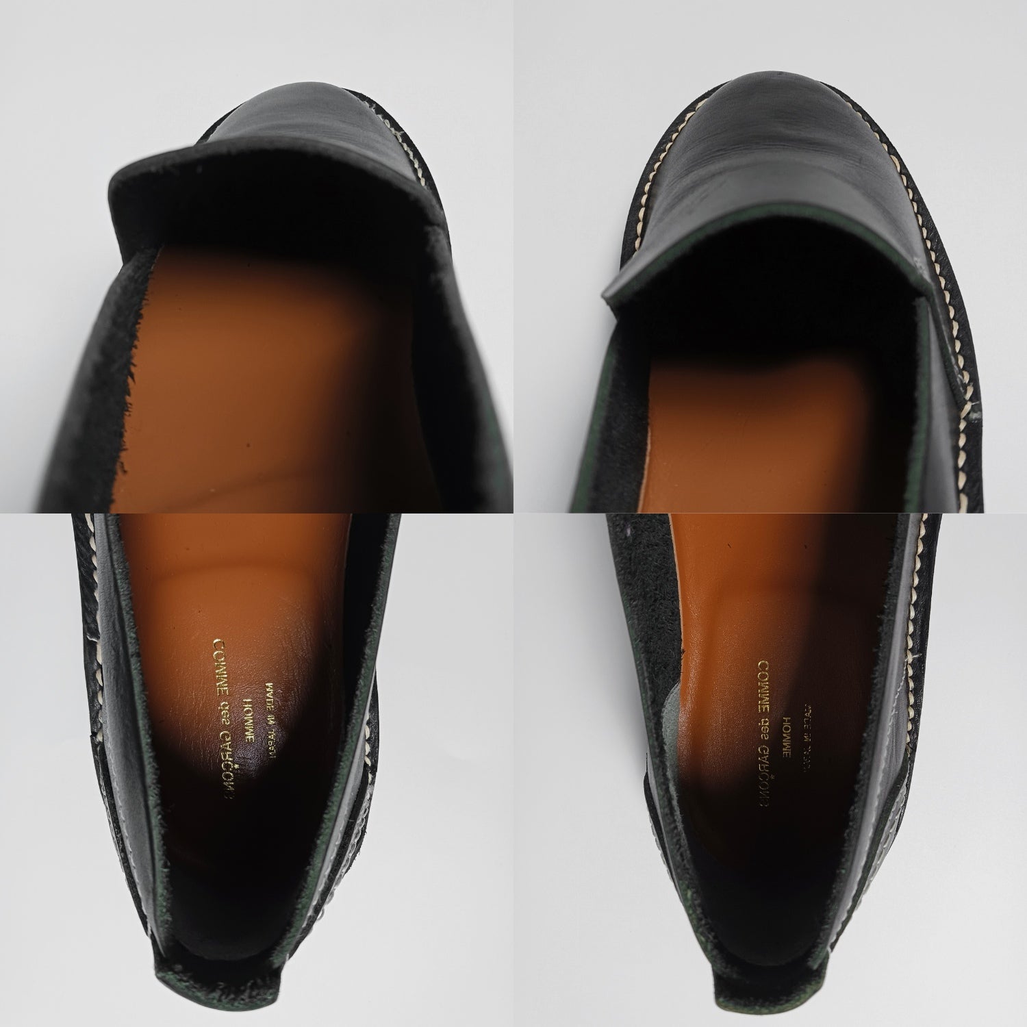 COMME des GARCONS オム レザー スリッポン フラットシューズ 26cm