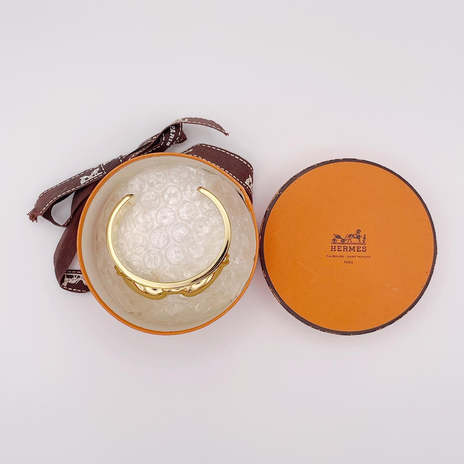 HERMES エルメス カフバングル メタル×レザー ブレスレット ヴィンテージ