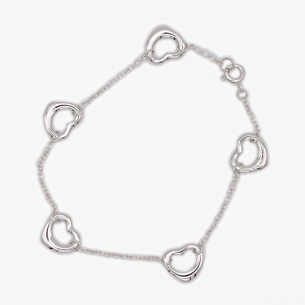 美品 Tiffany&Co. ティファニー パールバイ ザ ヤード オープン ハート ブレスレット 925
