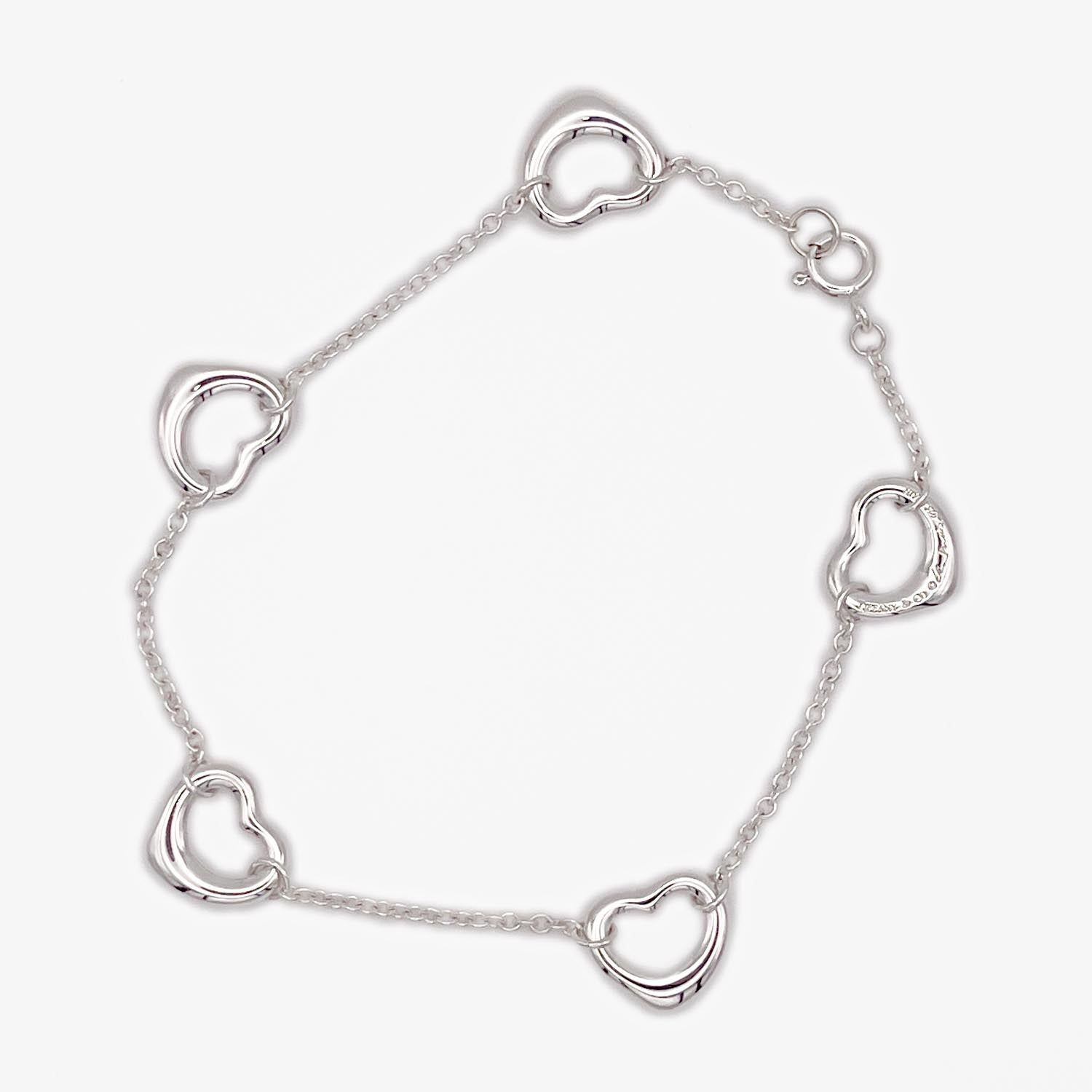 美品 Tiffany&Co. ティファニー パールバイ ザ ヤード オープン ハート ブレスレット 925