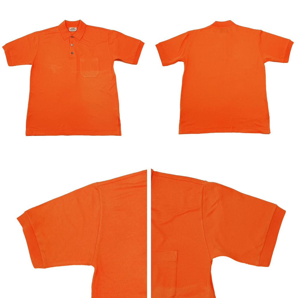 HERMES エルメス ポロシャツ Hロゴ オレンジ メンズ S