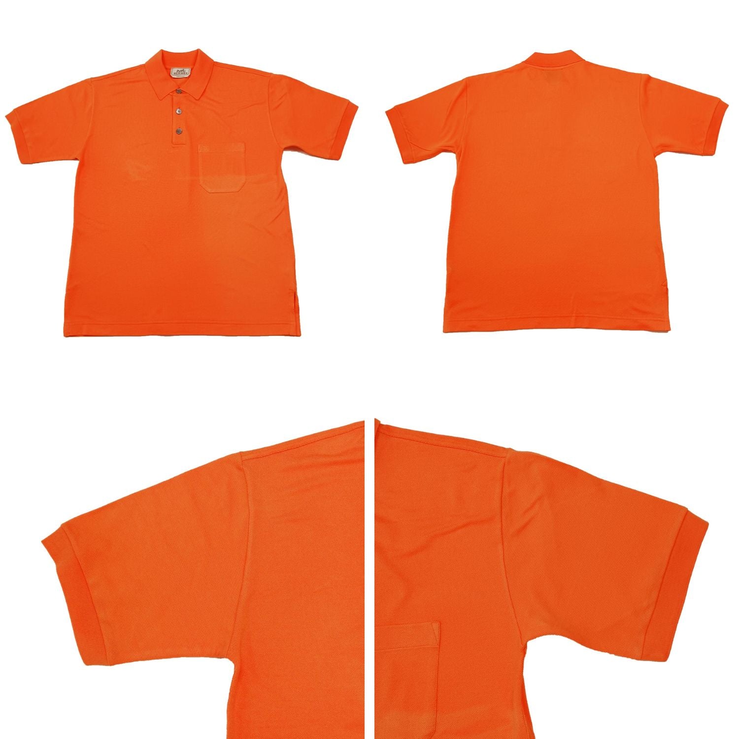 HERMES エルメス ポロシャツ Hロゴ オレンジ メンズ S