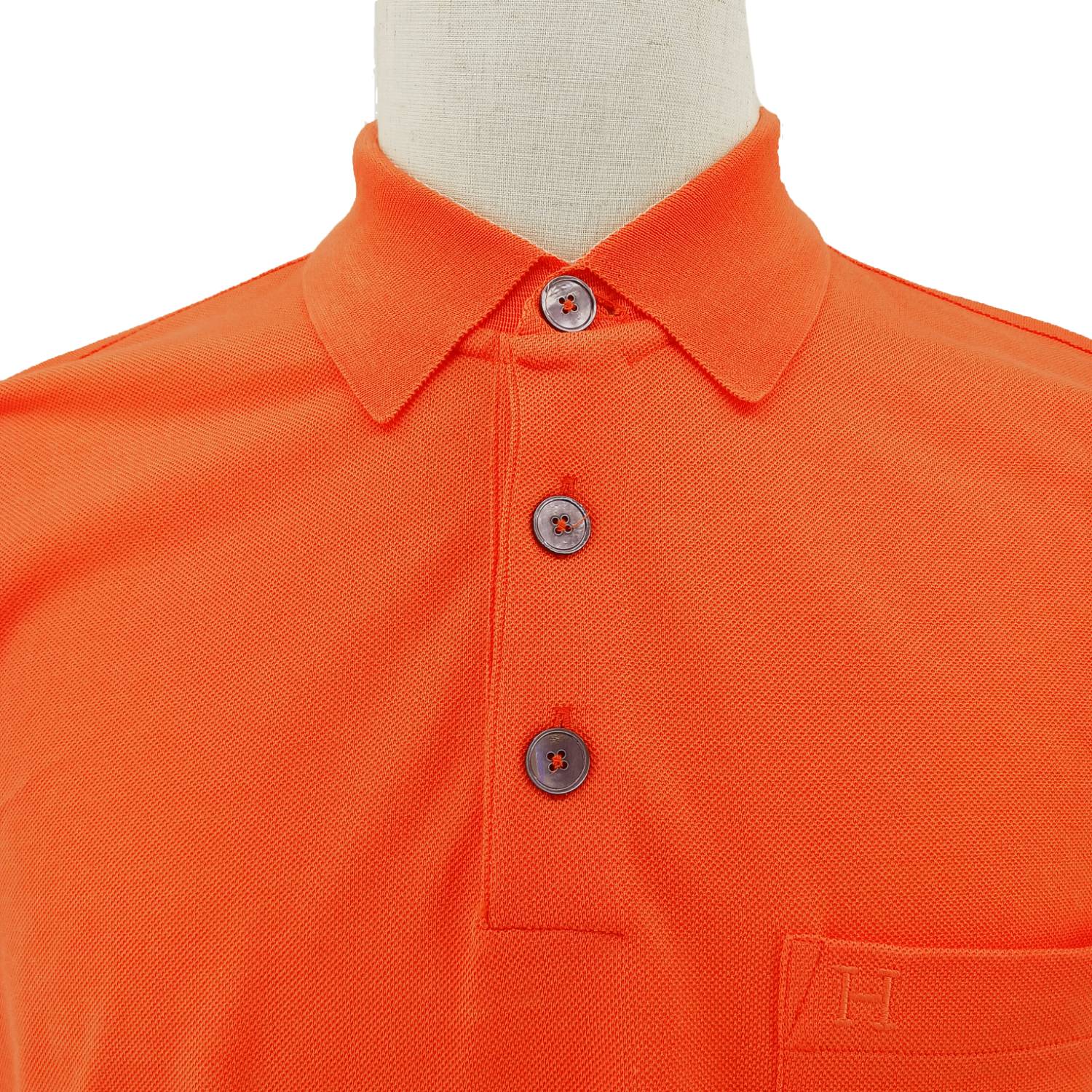 HERMES エルメス ポロシャツ Hロゴ オレンジ メンズ S