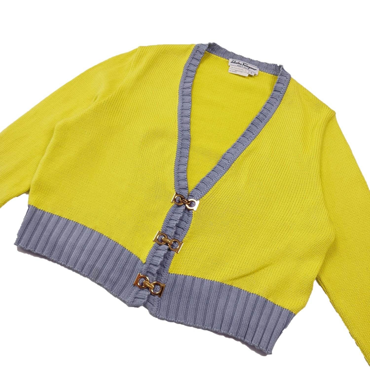 Salvatore Ferragamo フェラガモ カーディガン イエロー L レディース