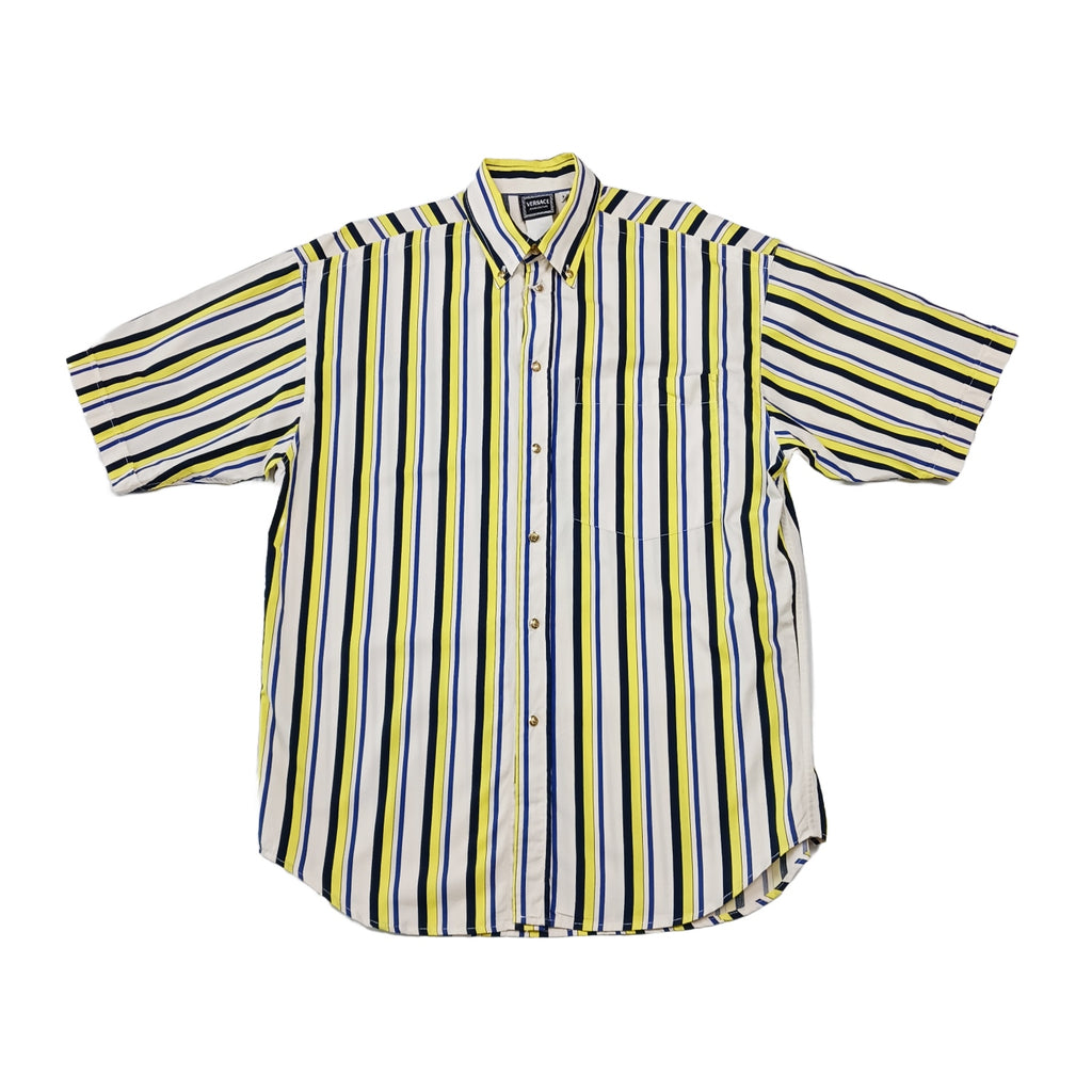 VERSACE JEANS COUTURE ベルサーチジーンズ 半袖 ストライプシャツ マルチカラー M