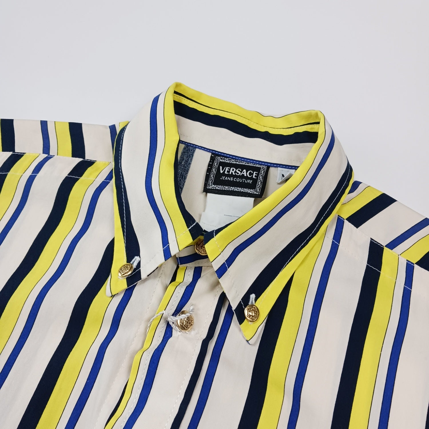 VERSACE JEANS COUTURE ベルサーチジーンズ 半袖 ストライプシャツ マルチカラー M