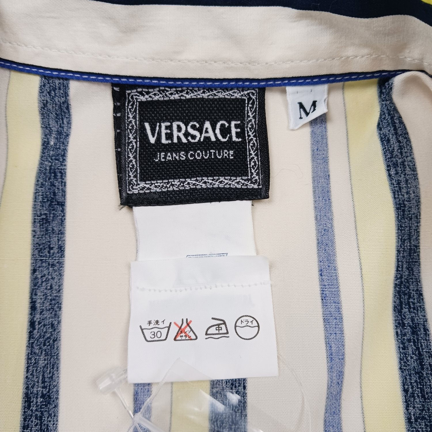 VERSACE JEANS COUTURE ベルサーチジーンズ 半袖 ストライプシャツ マルチカラー M