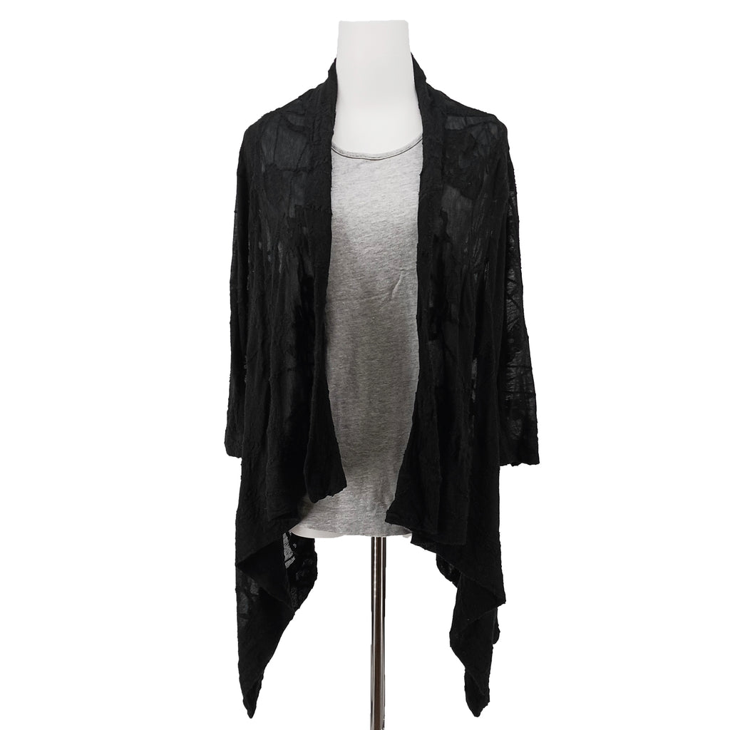 ISSEY MIYAKE HaaT シースルー 刺繍カーディガン ブラック 2