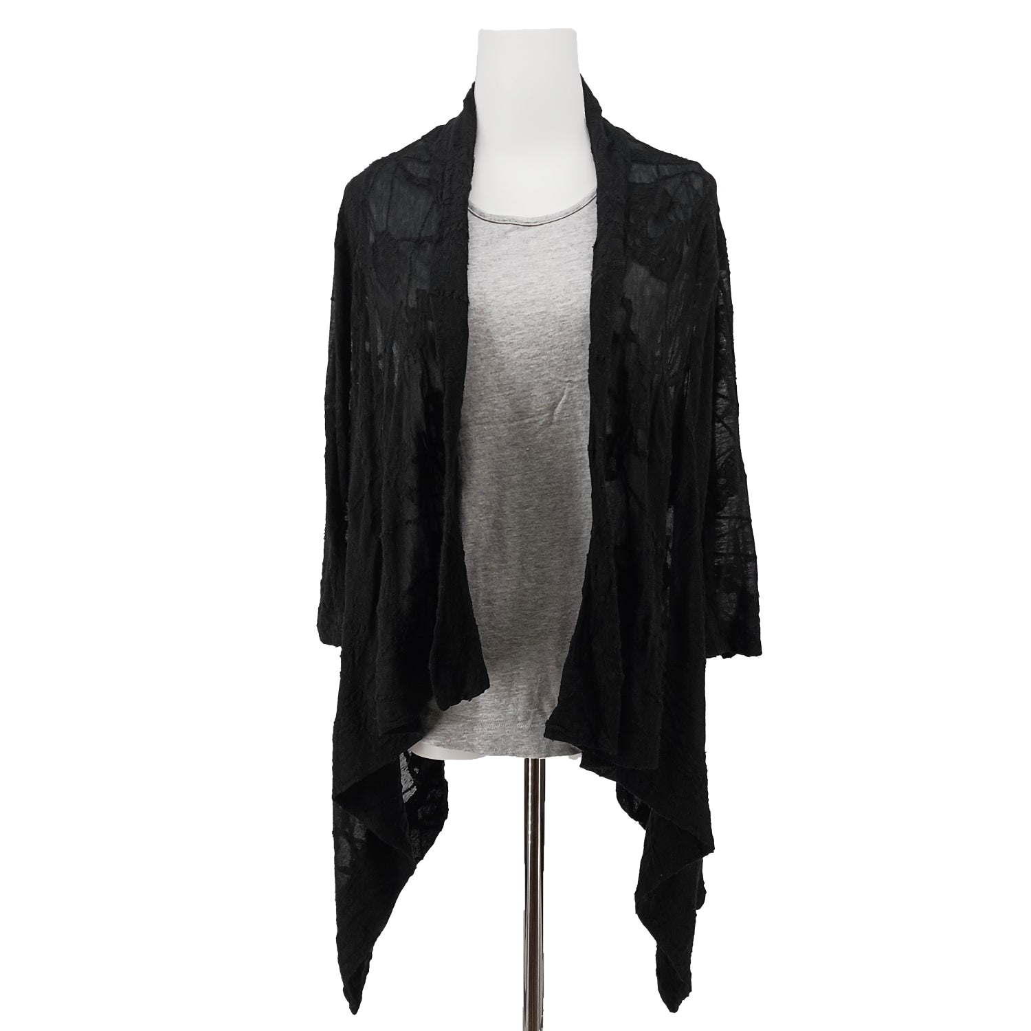 ISSEY MIYAKE HaaT シースルー 刺繍カーディガン ブラック 2