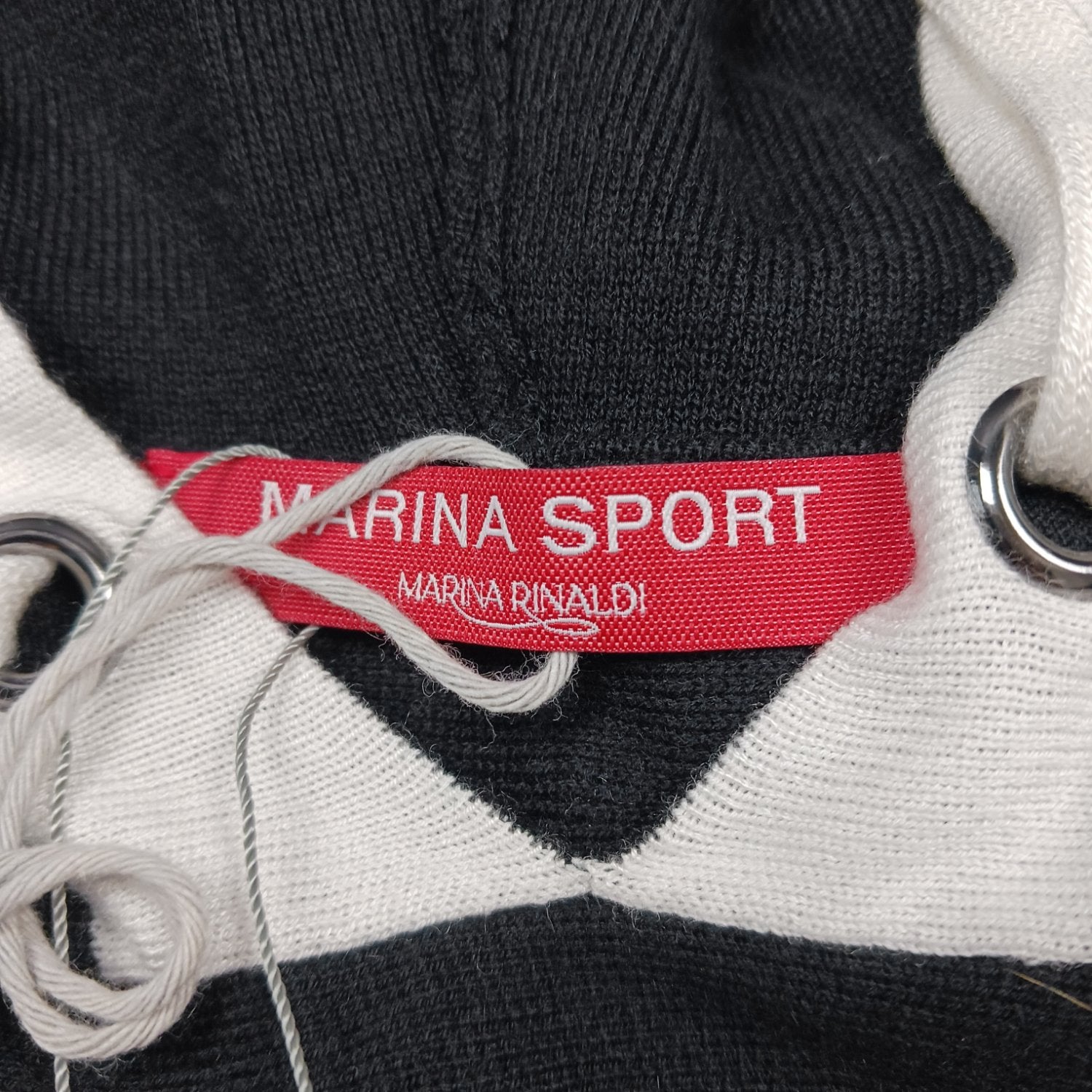 marina sport マリナスポーツ ニット パーカー プルオーバー ブラック ホワイト M