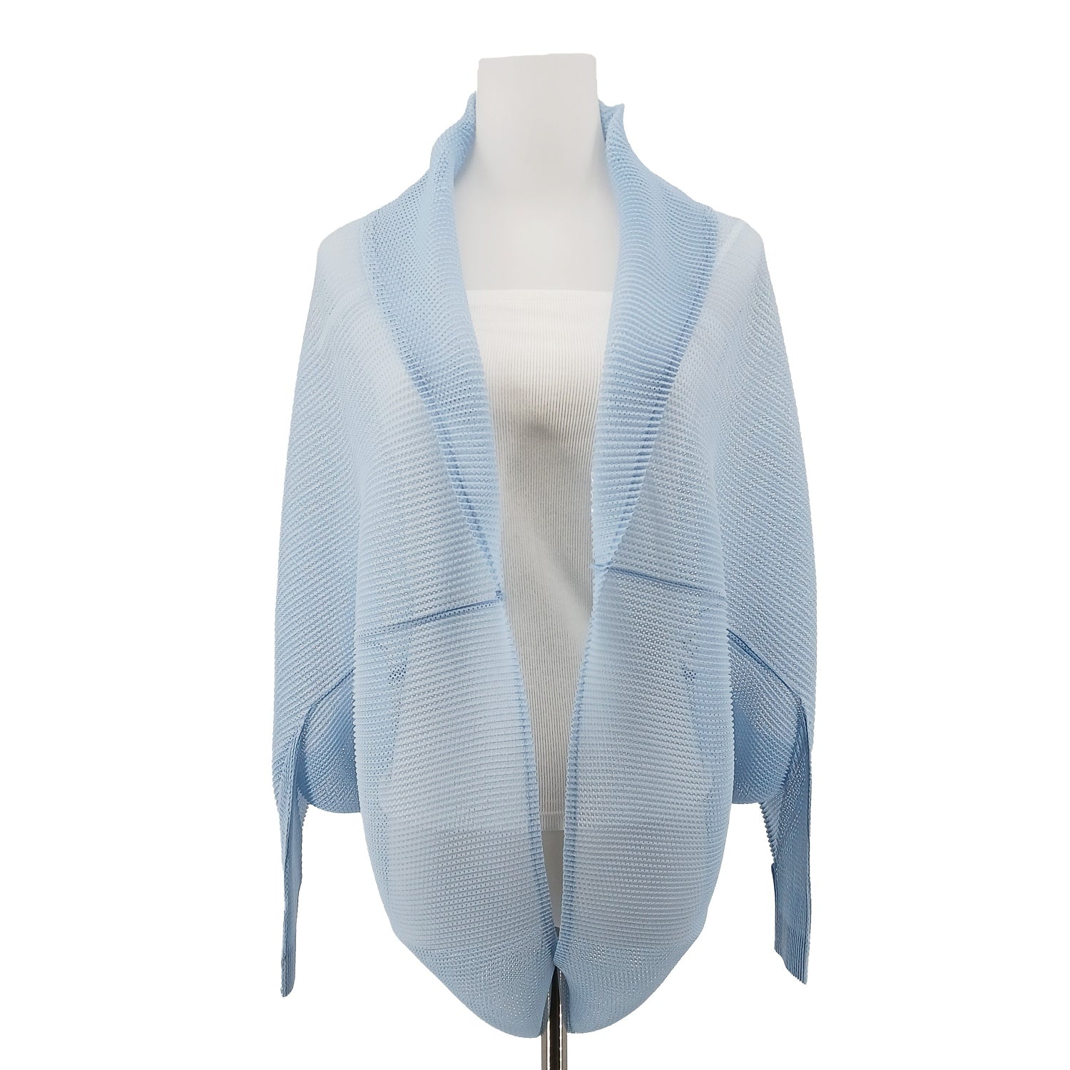 ISSEY MIYAKE イッセイミヤケ プリーツプリーズ ライトブルー 無地 カーディガン