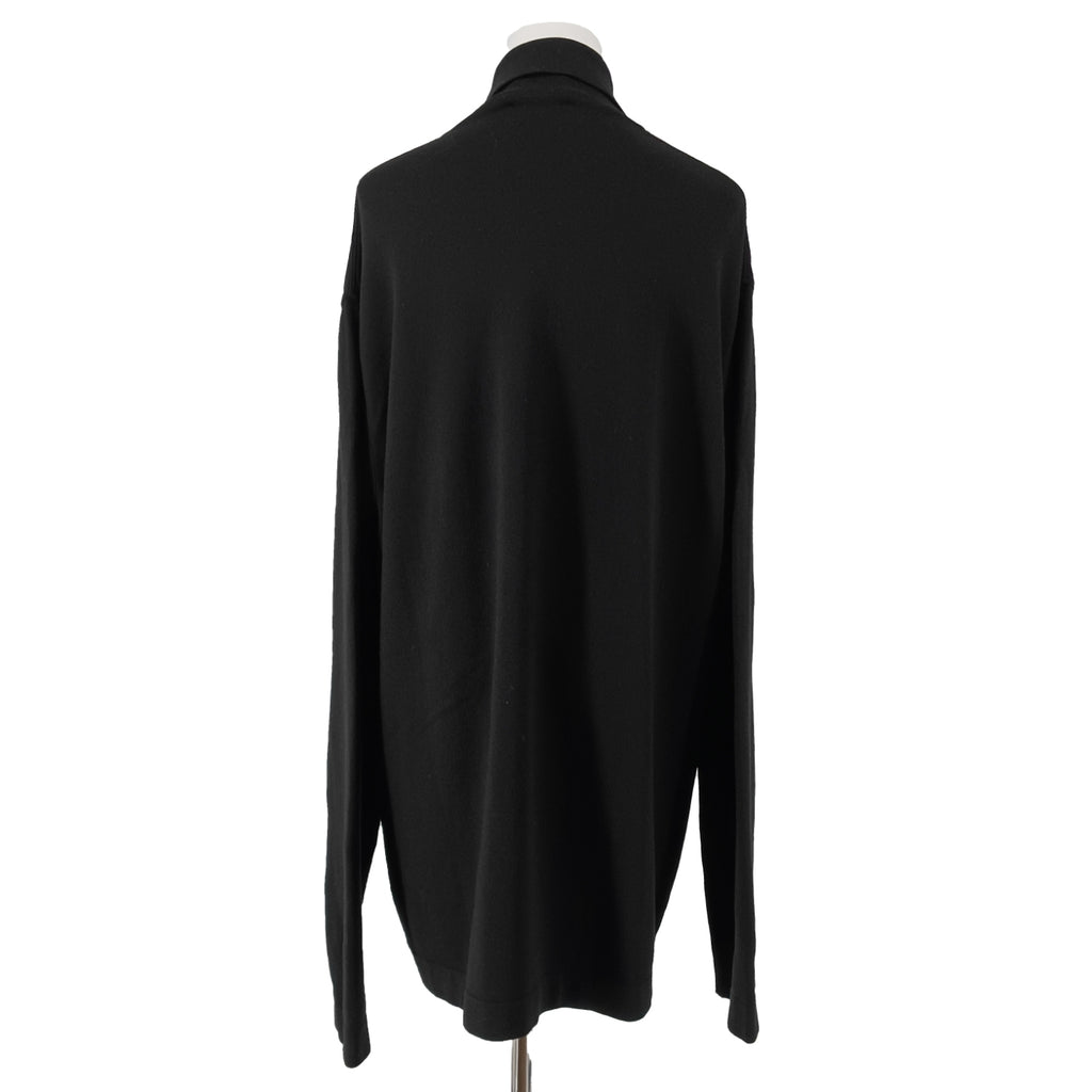 HERMES エルメス レザー引⼿ ハーフジップニット ブラック レディース XL