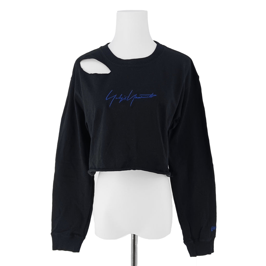 Yohji Yamamoto New Era コラボ ダメージ加⼯ 短丈トレーナー ブラック L