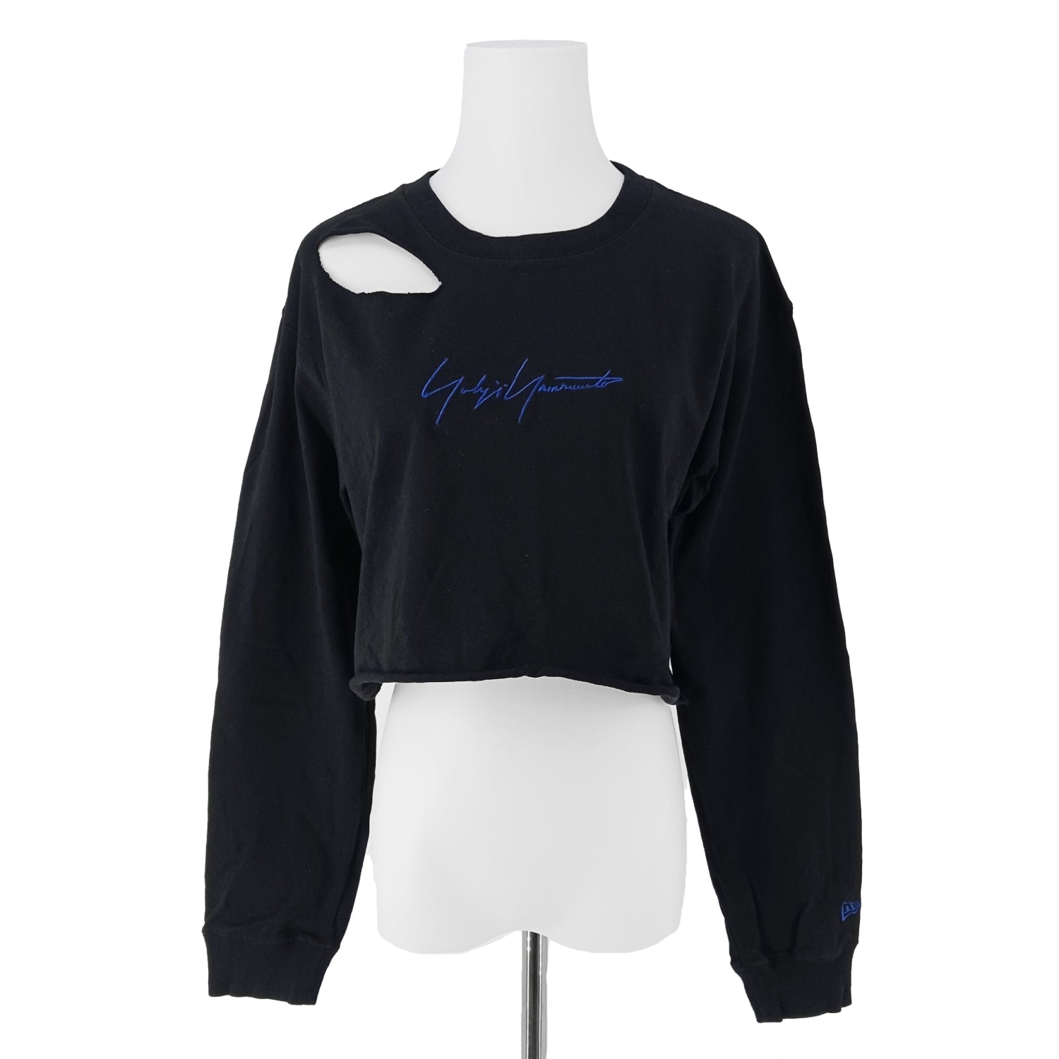 Yohji Yamamoto New Era コラボ ダメージ加⼯ 短丈トレーナー ブラック L