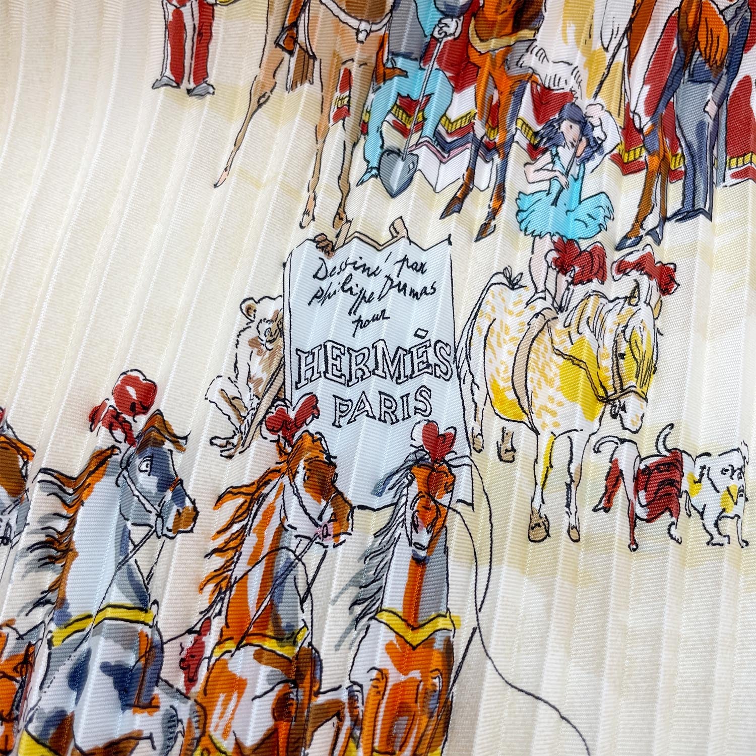 HERMES エルメス カレ90 スカーフ CIRQUE MOLIER モリエサーカス プリーツ