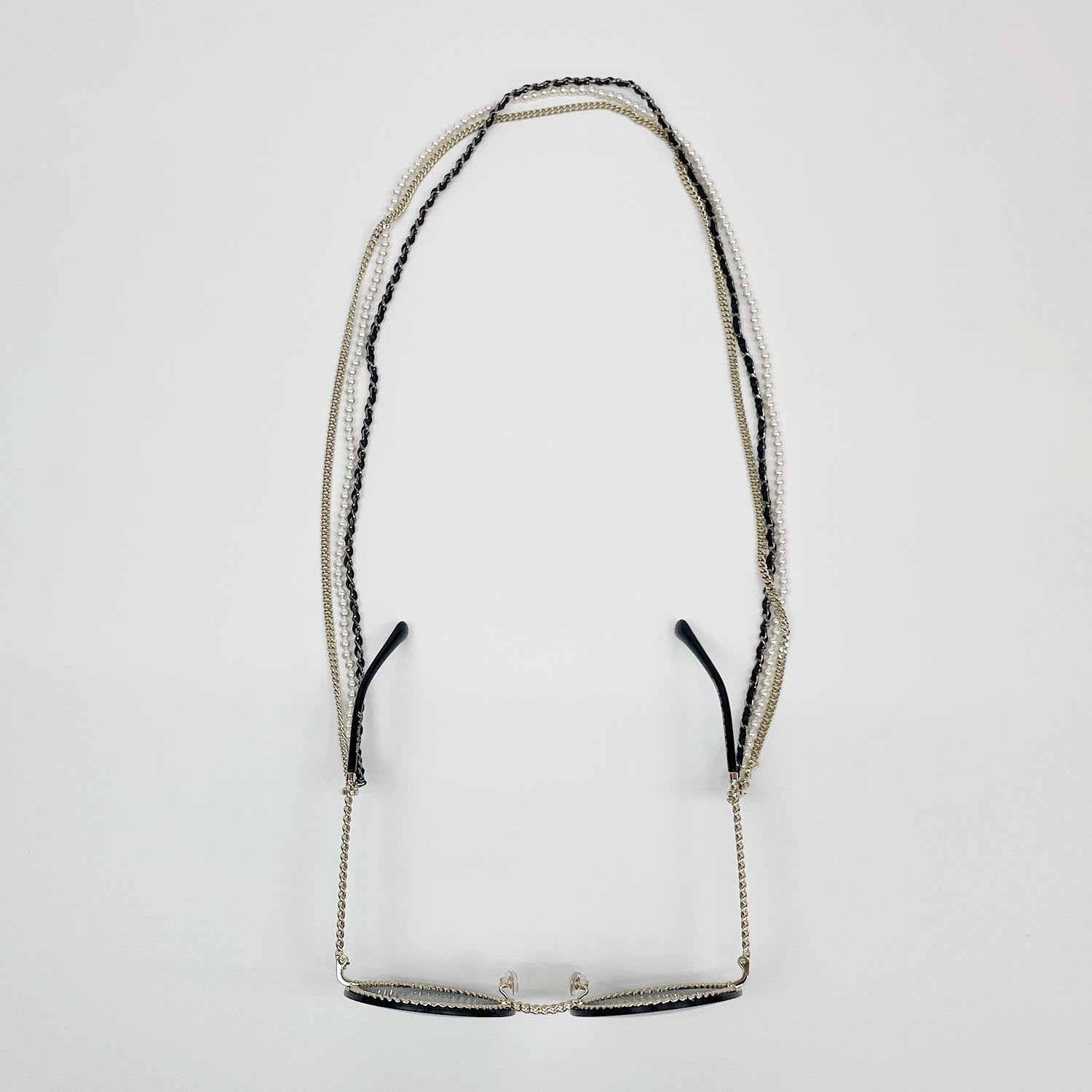CHANEL シャネル 4245 125/6S サングラス グラスチェーン付 パール レザー
