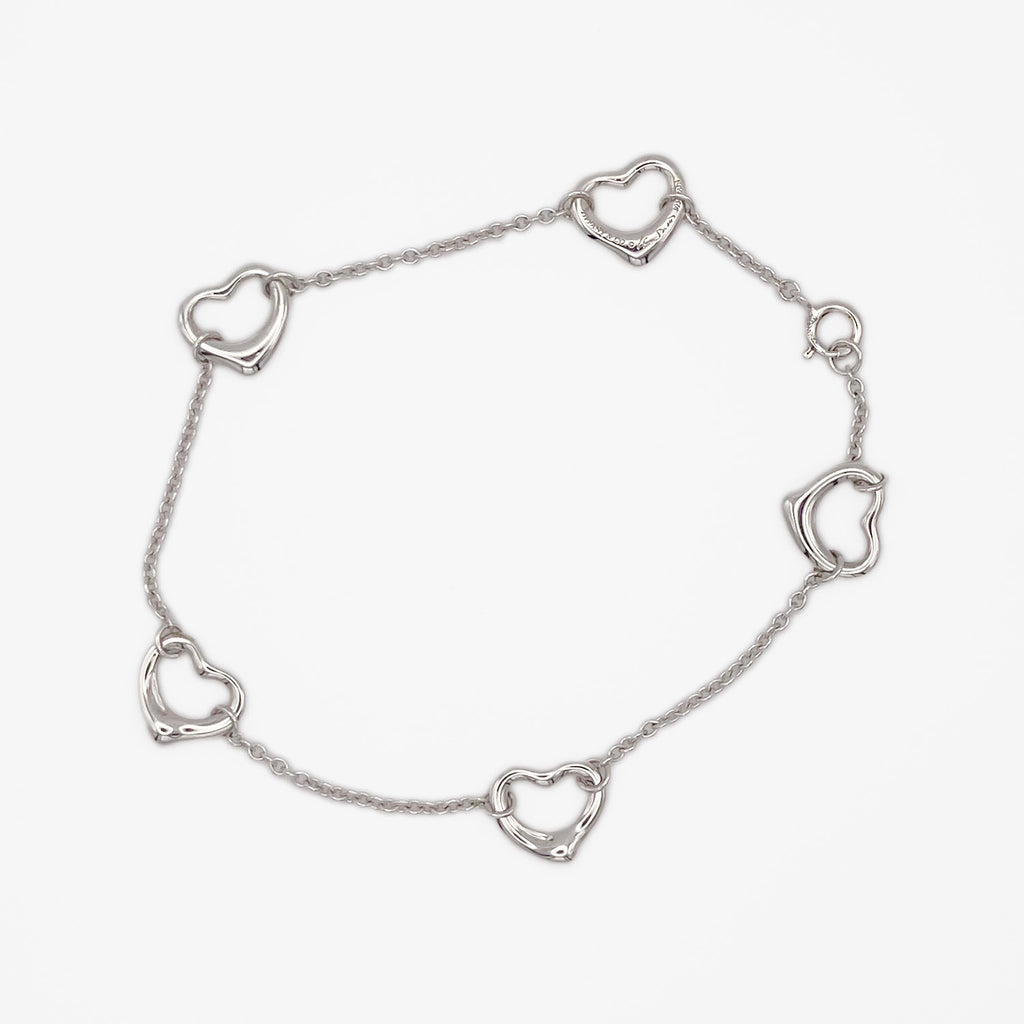 新品仕上済 Tiffany&Co. ティファニー オープンハート 5P ブレスレット