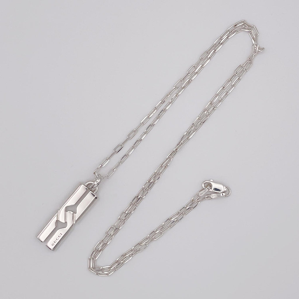 新品仕上済 GUCCI グッチ ノット プレート ネックレス SV925 社外チェーン