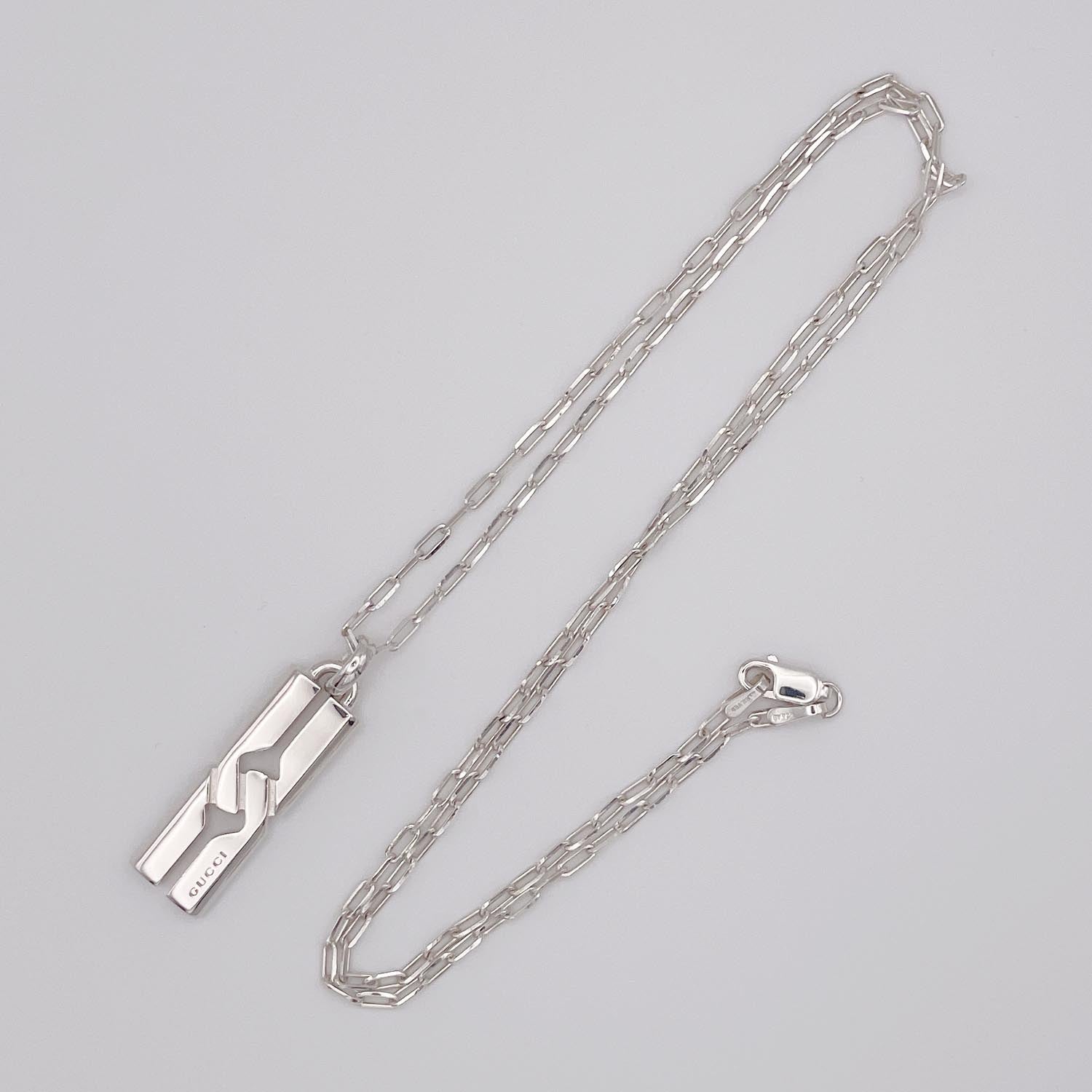新品仕上済 GUCCI グッチ ノット プレート ネックレス SV925 社外チェーン