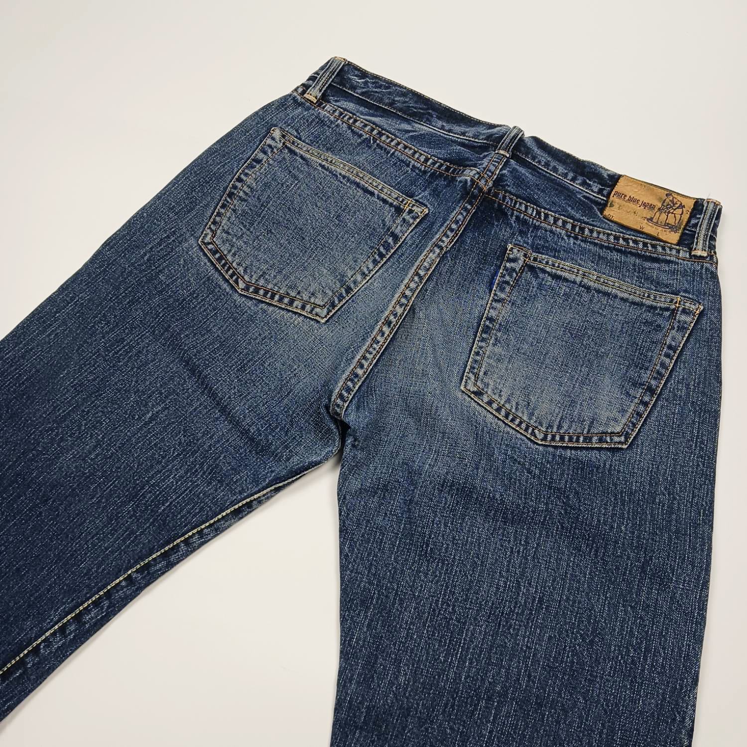 pure blue japan サイズ32 デニムパンツ ストレート ボタンフライ セルビッチ 正藍屋 ショウアイヤ