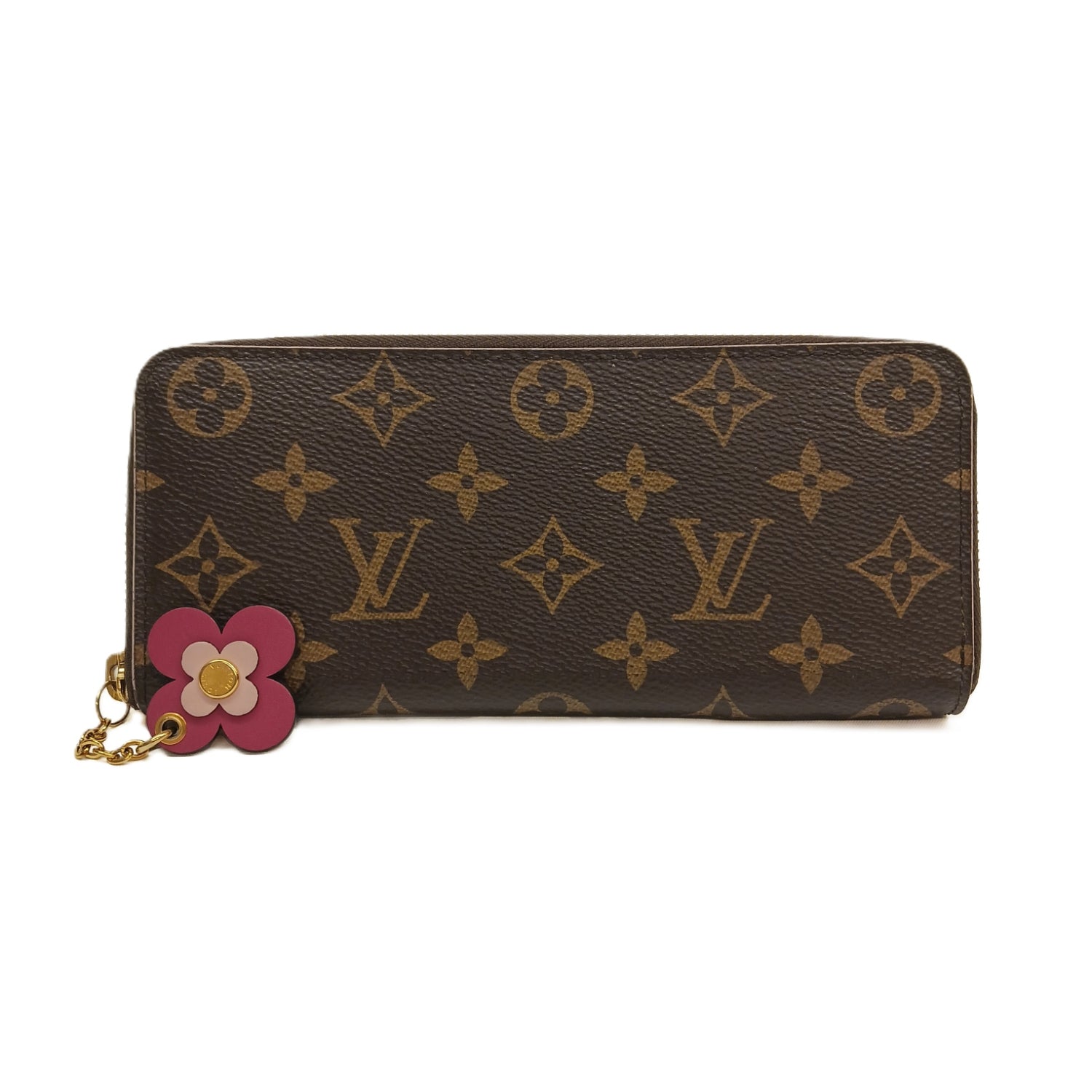 LOUIS VUITTON ルイヴィトン クレマンス フラワーチャーム 長財布 ブラウン