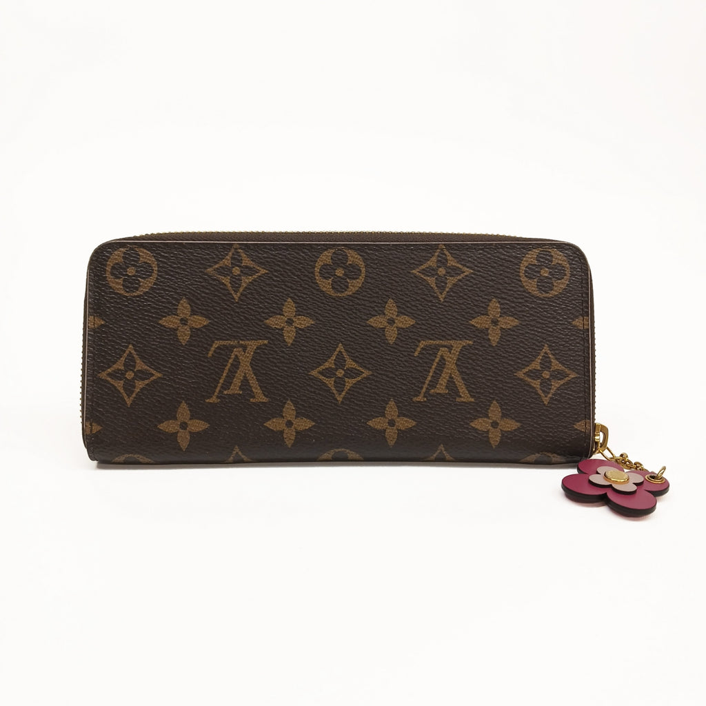 LOUIS VUITTON ルイヴィトン クレマンス フラワーチャーム 長財布 ブラウン