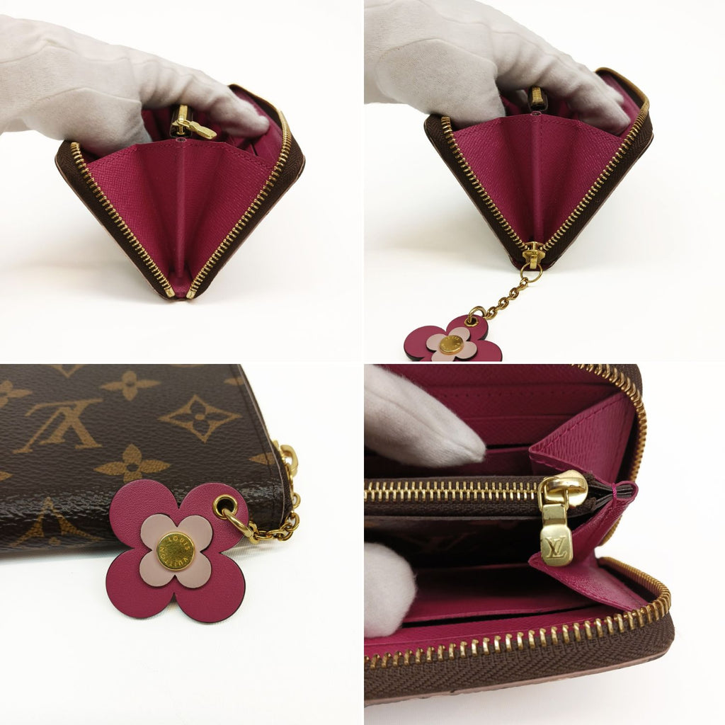 LOUIS VUITTON ルイヴィトン クレマンス フラワーチャーム 長財布 ブラウン