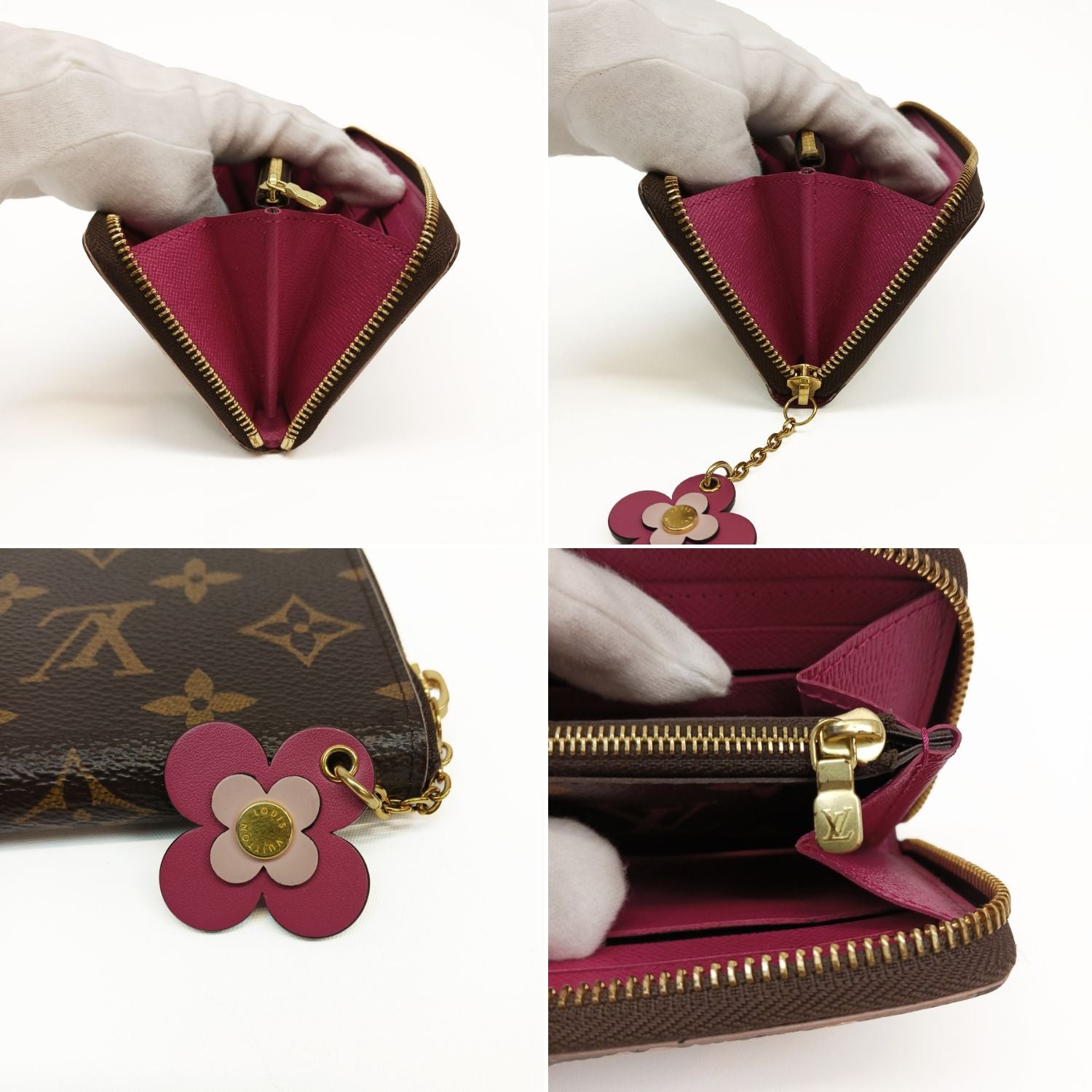 LOUIS VUITTON ルイヴィトン クレマンス フラワーチャーム 長財布 ブラウン