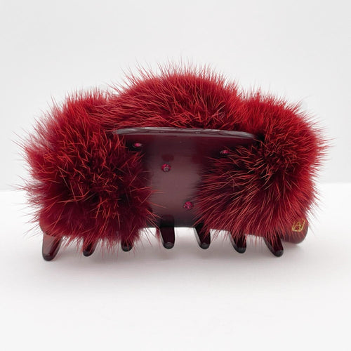 ALEXANDRE DE PARIS アレクサンドル ドゥパリ ヘアクリップ 9cm ファー アクセサリー