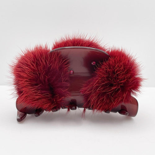 ALEXANDRE DE PARIS アレクサンドル ドゥパリ ヘアクリップ 9cm ファー アクセサリー