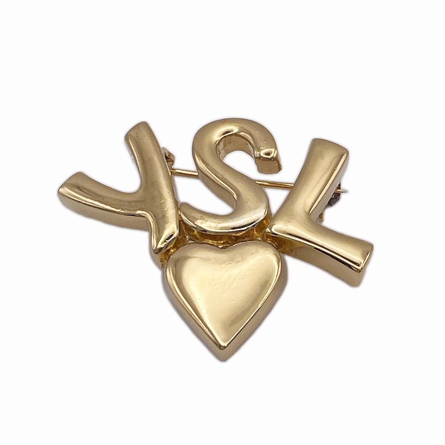 Yves Saint Laurent イヴサンローラン YSL ハート ロゴ ブローチ バッジ