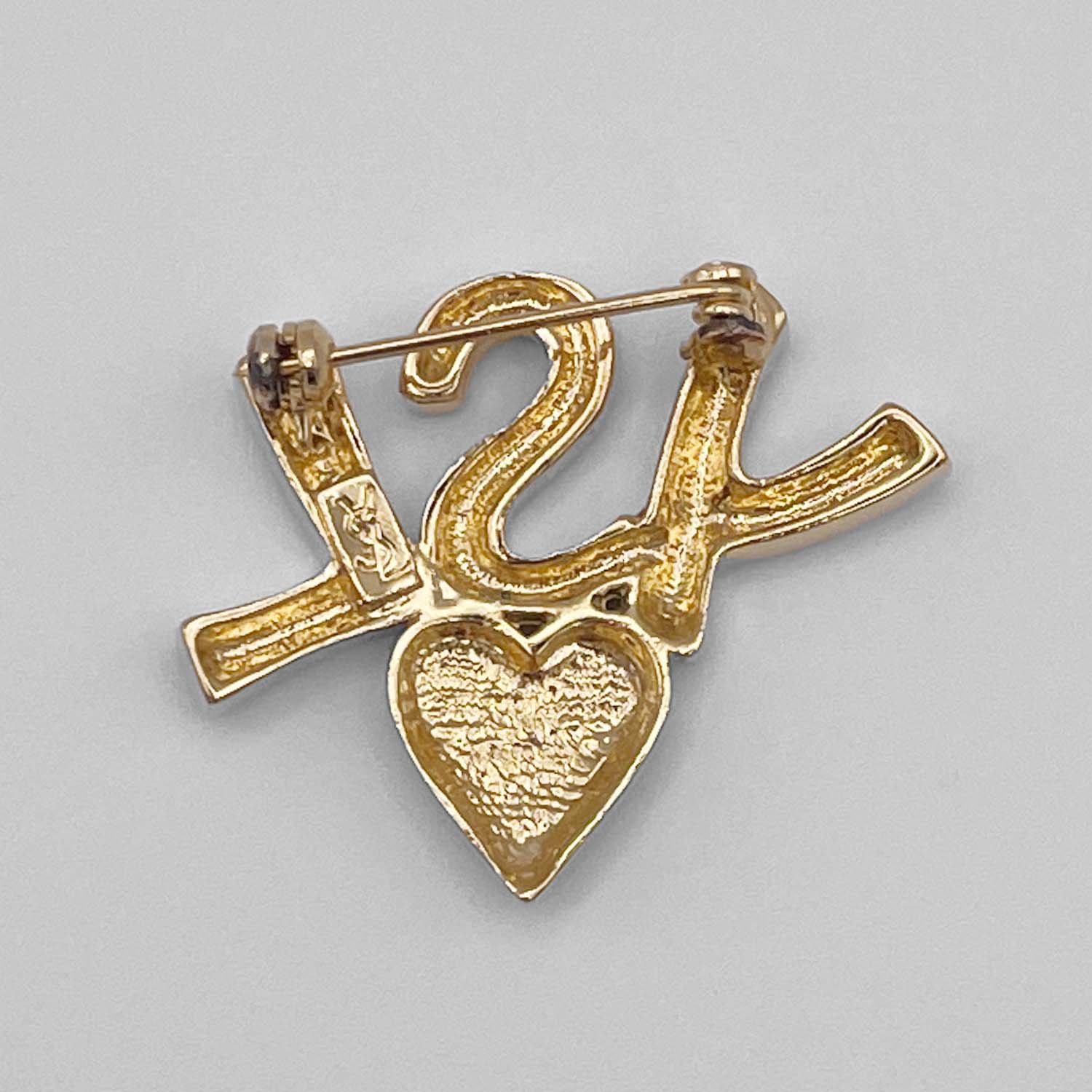 Yves Saint Laurent イヴサンローラン YSL ハート ロゴ ブローチ バッジ