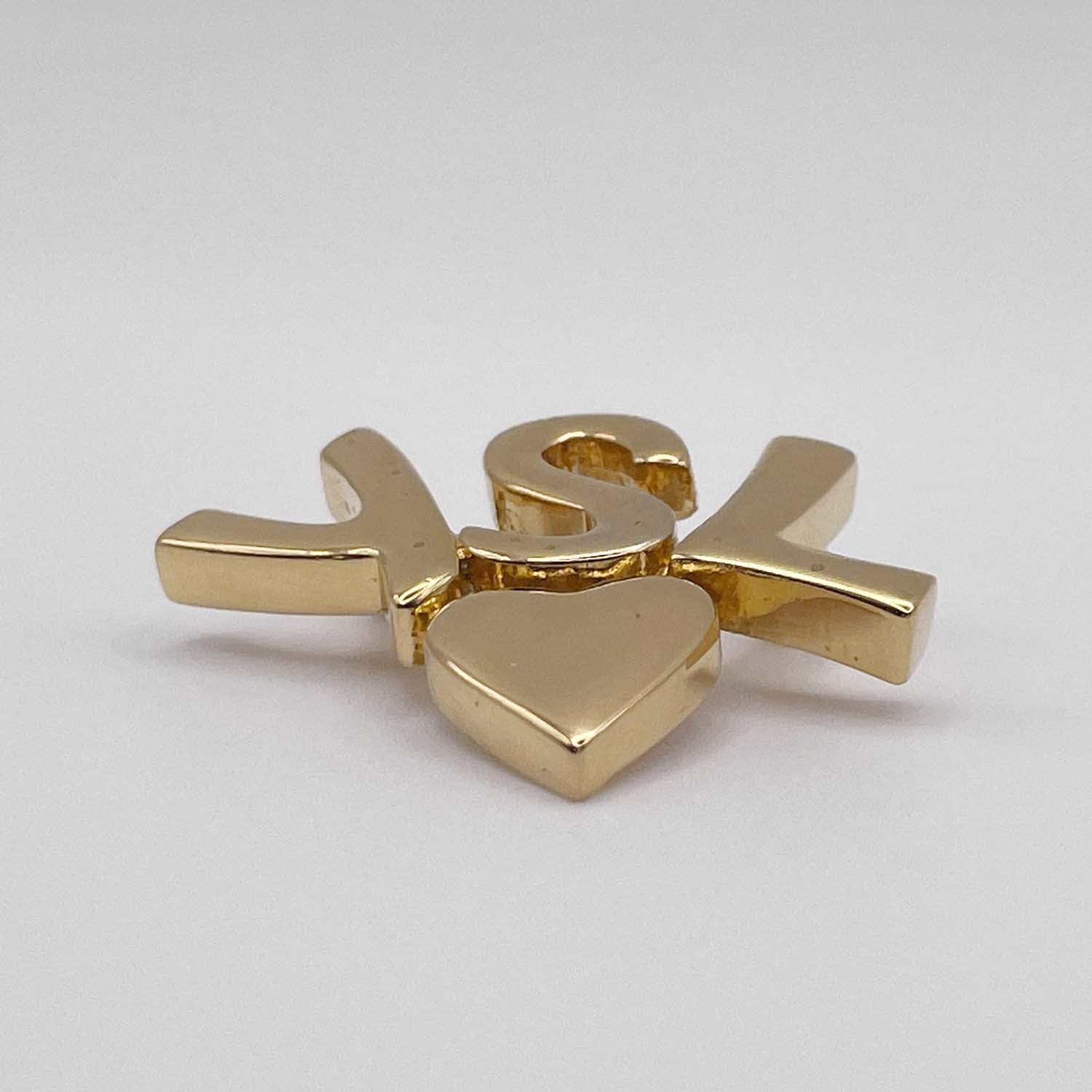 Yves Saint Laurent イヴサンローラン YSL ハート ロゴ ブローチ バッジ