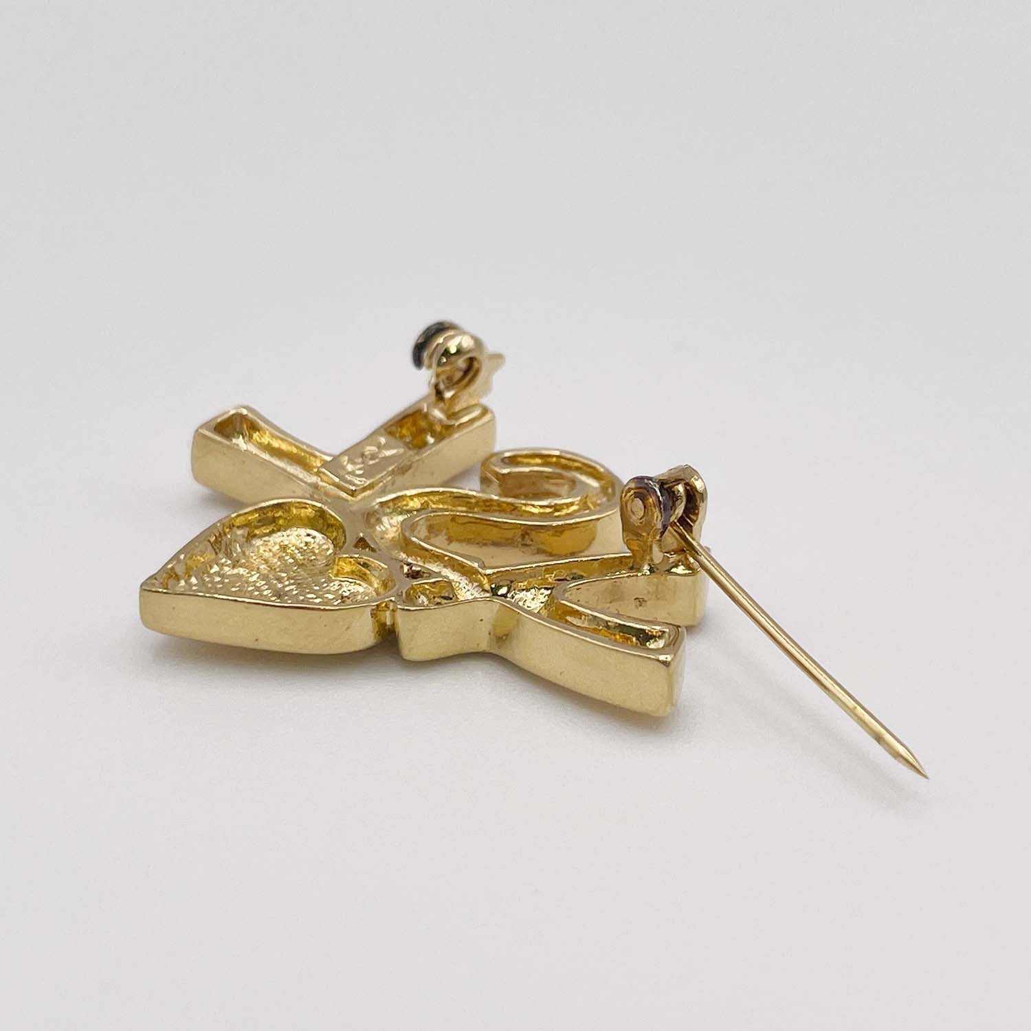 Yves Saint Laurent イヴサンローラン YSL ハート ロゴ ブローチ バッジ