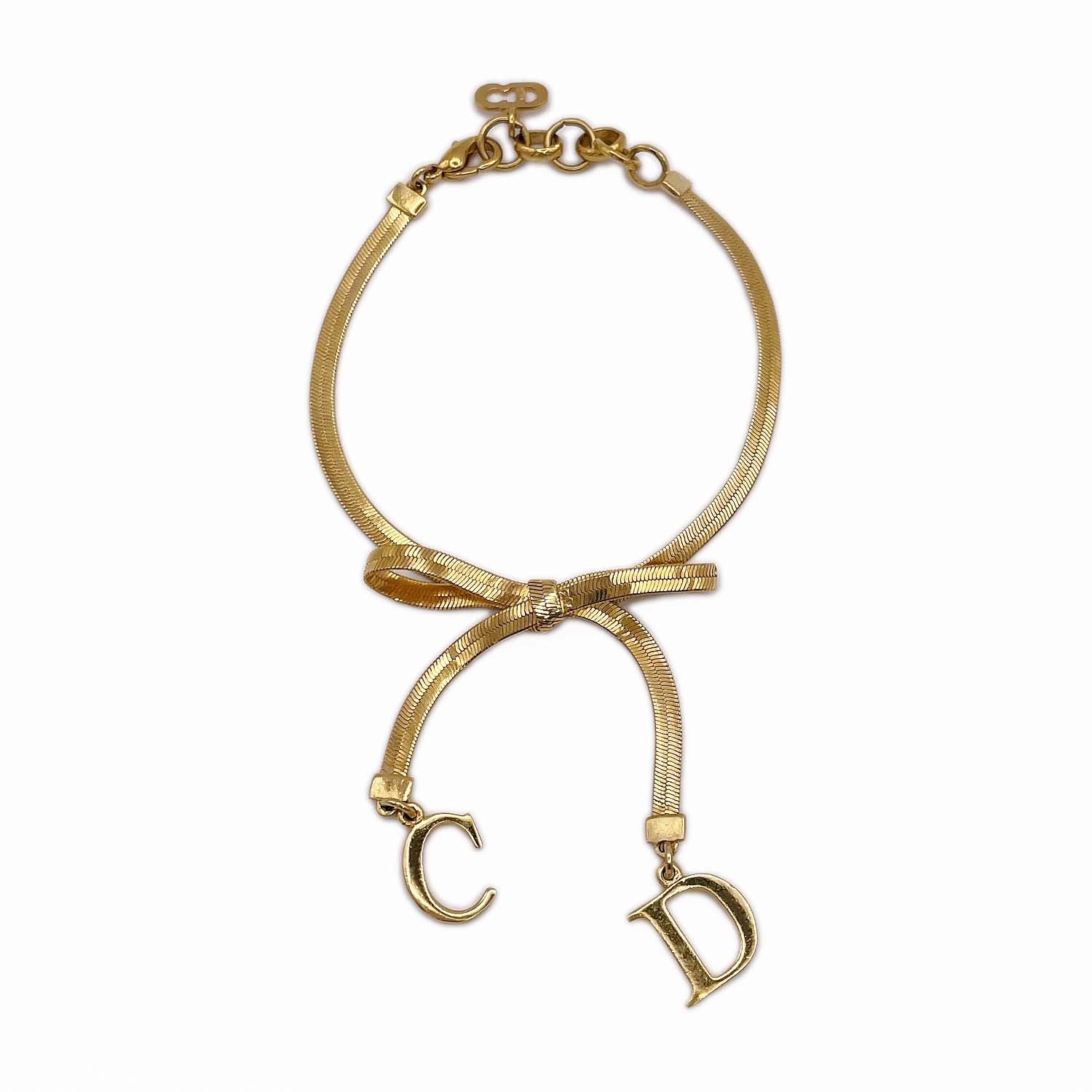 Dior ディオール CDリボン ブレスレット 18.5cm バングル ロゴ ゴールド
