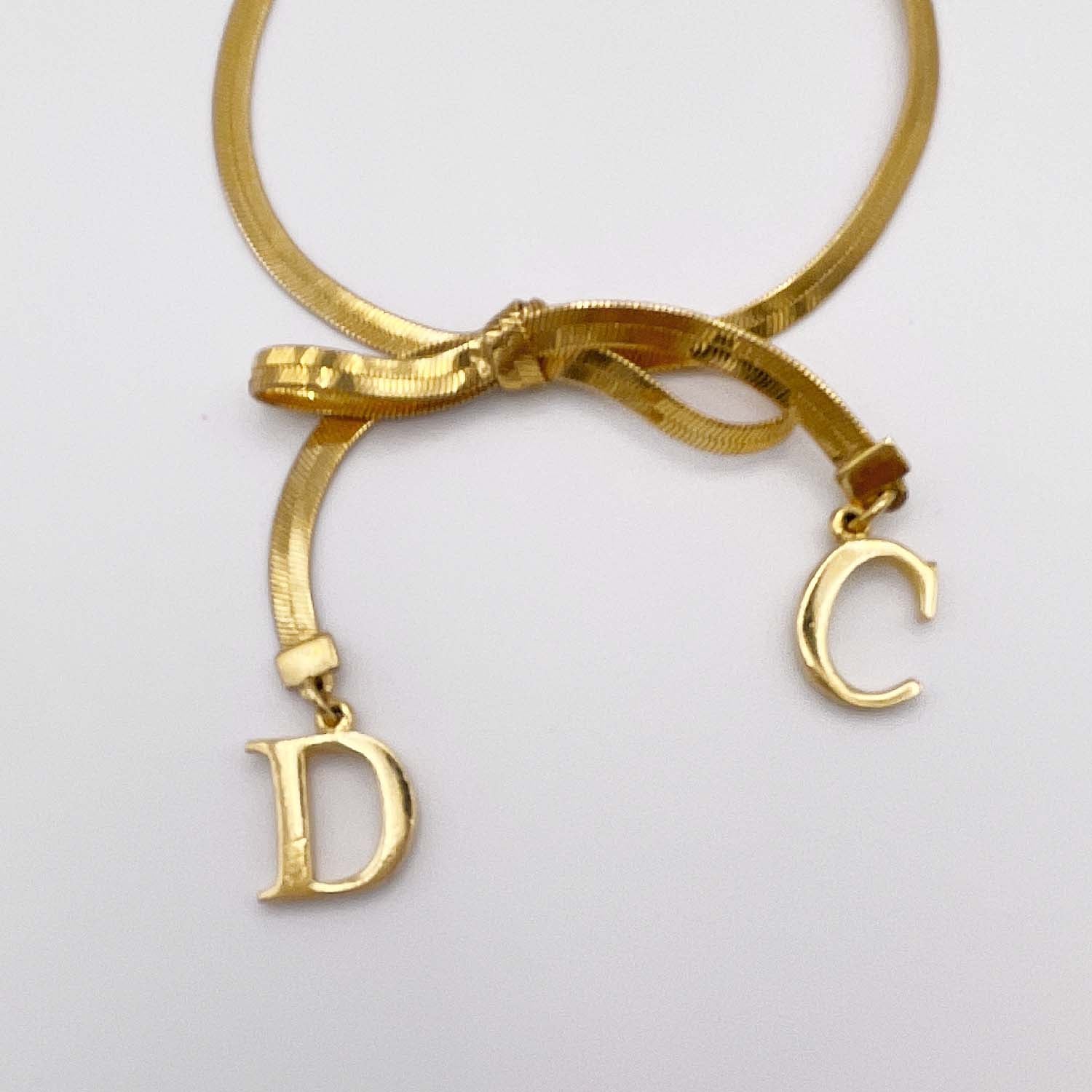 Dior ディオール CDリボン ブレスレット 18.5cm バングル ロゴ ゴールド