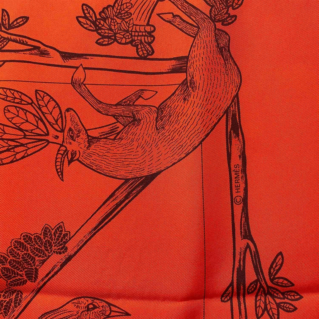 HERMES エルメス カレ90 ANIMAL ALPHABET アニマルアルファベット 動物 オレンジ