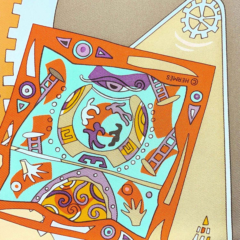 HERMES エルメス カレ90 La mecanique des idees アイディアの構造 スカーフ メカ 歯車