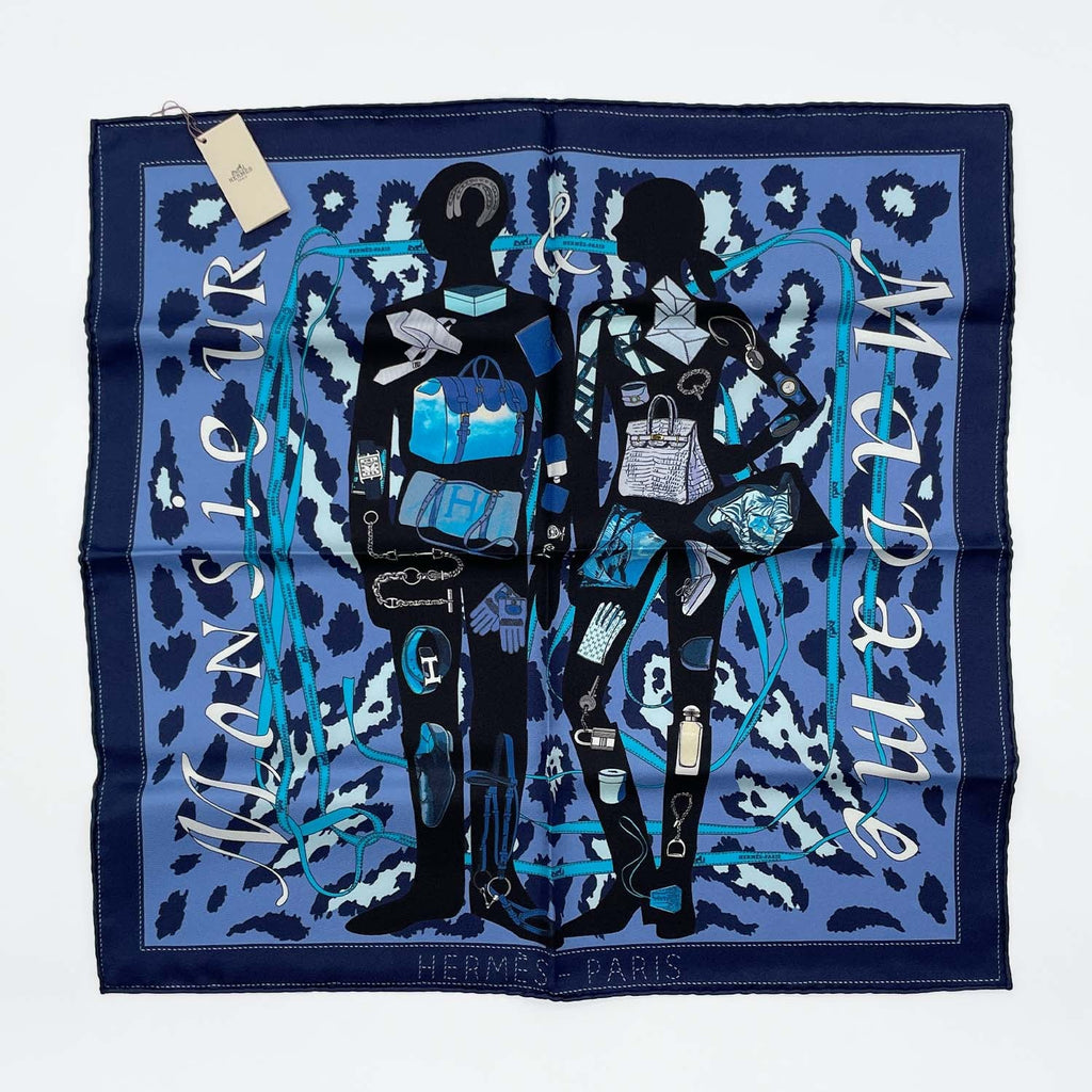 HERMES エルメス プチ・カレ Monsieur et Madame ムッシュ＆マダム ミニスカーフ