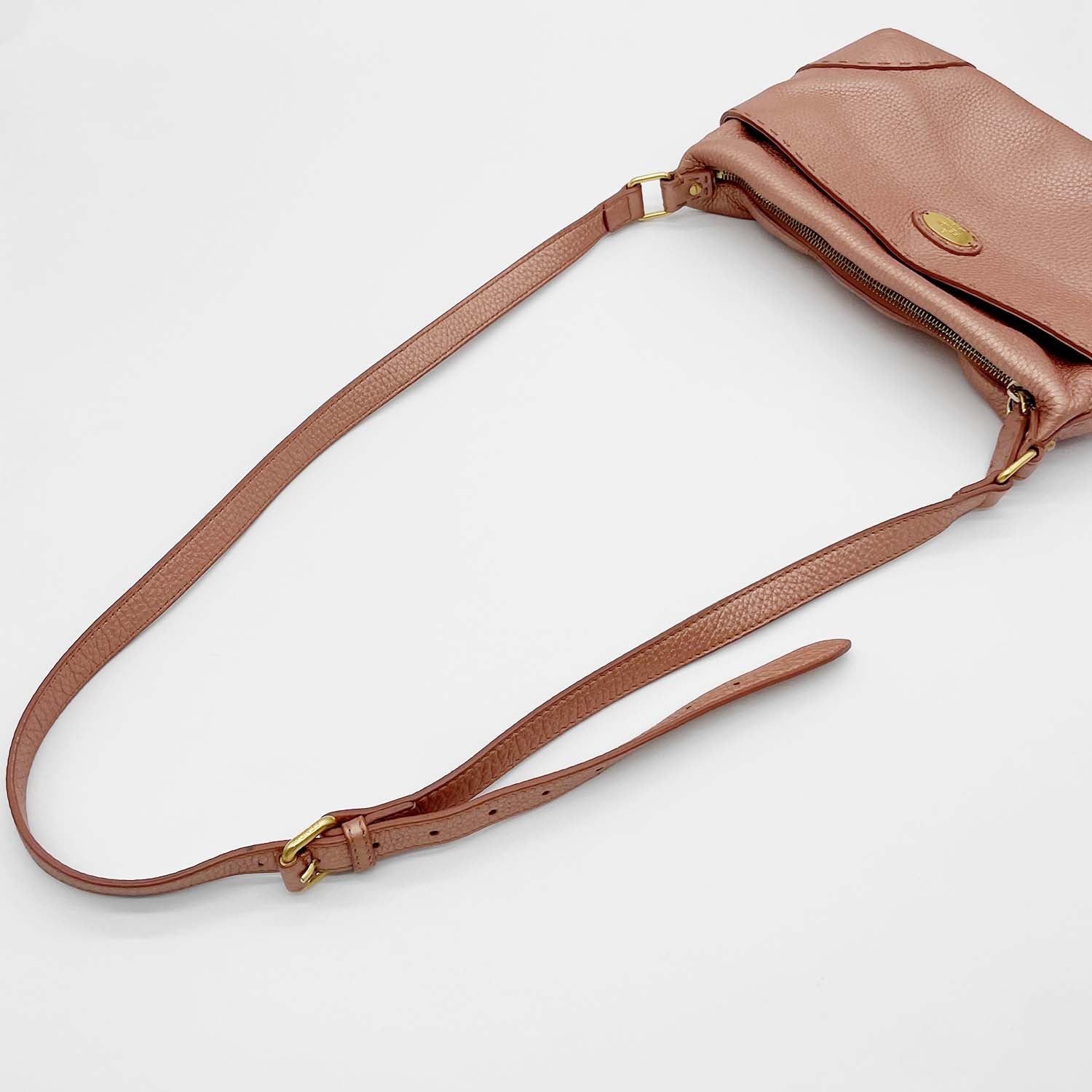 FENDI フェンディ セレリア ショルダーバッグ メタリックピンク クロスボディ ステッチ