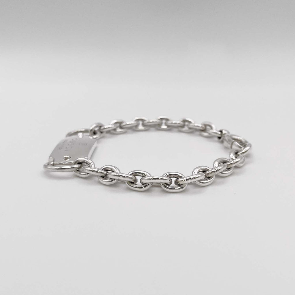 GUCCI グッチ 18cm ブレスレット ロゴプレート SV925 チェーン バングル