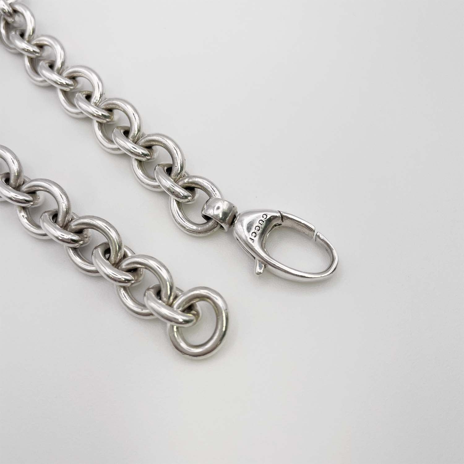 GUCCI グッチ 18cm ブレスレット ロゴプレート SV925 チェーン バングル