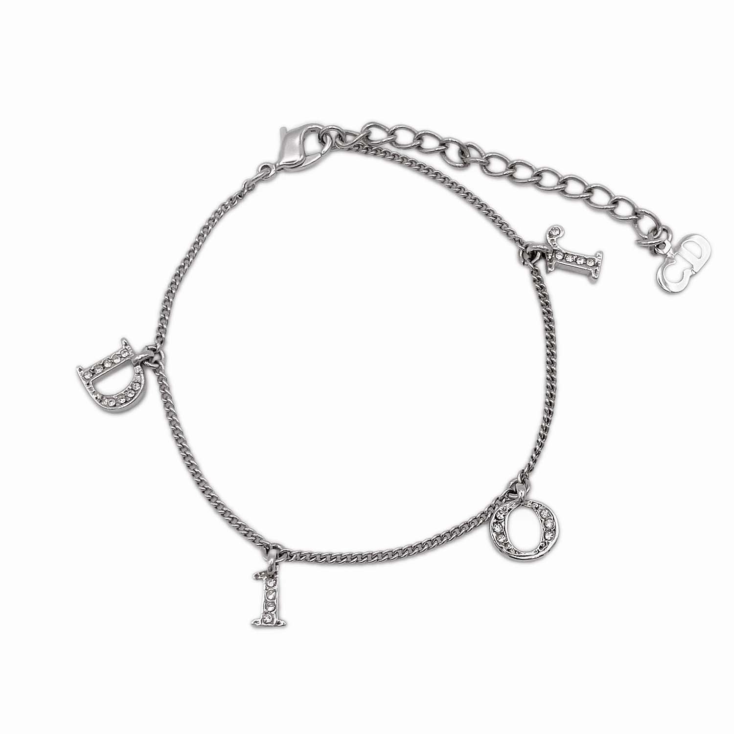Dior ディオール ブレスレット 17cm〜23cmj ラインストーン ロゴ ガーランド スイング